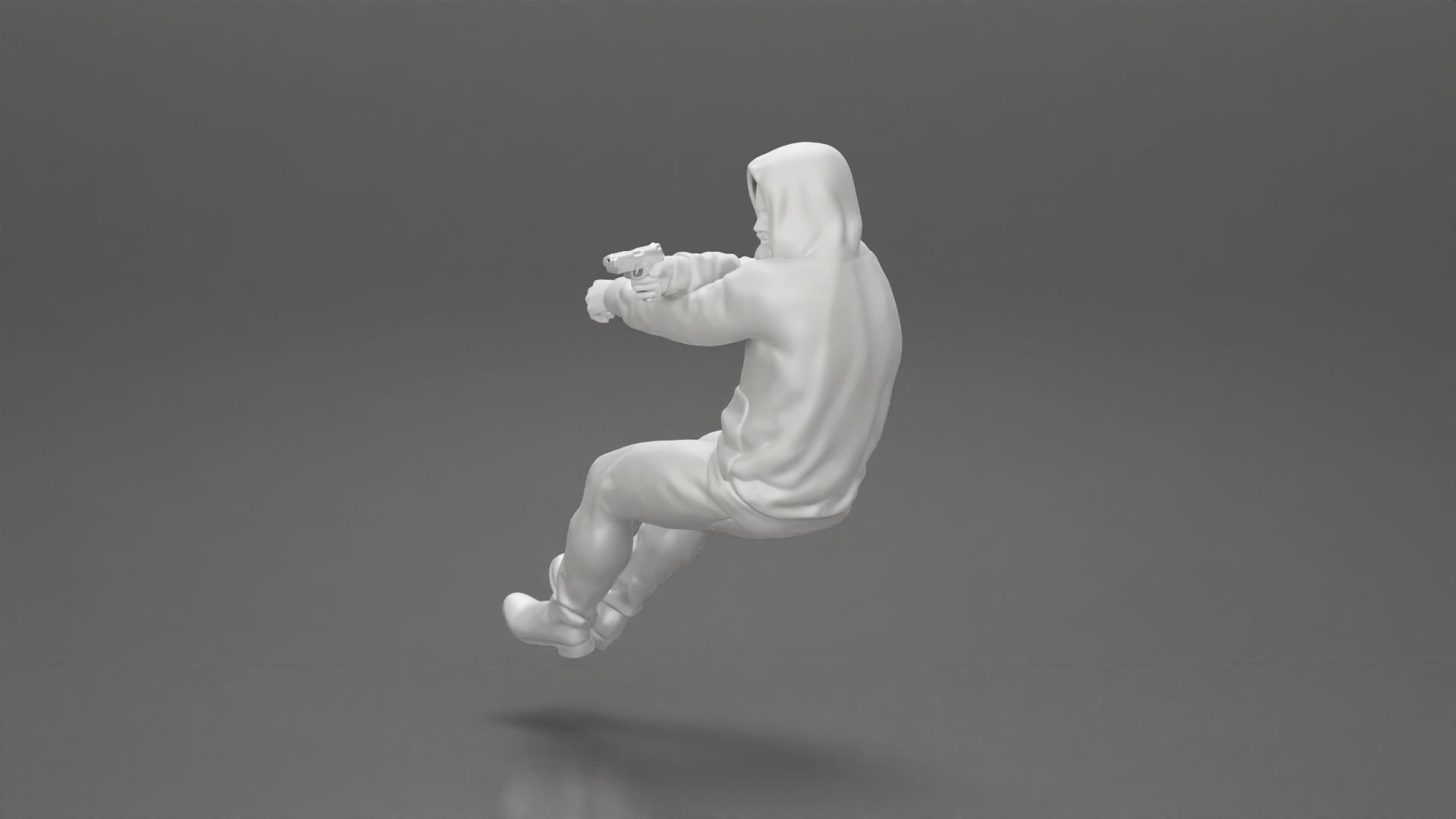 gangster in hoodie driving a car and holding gun 3D print model_29