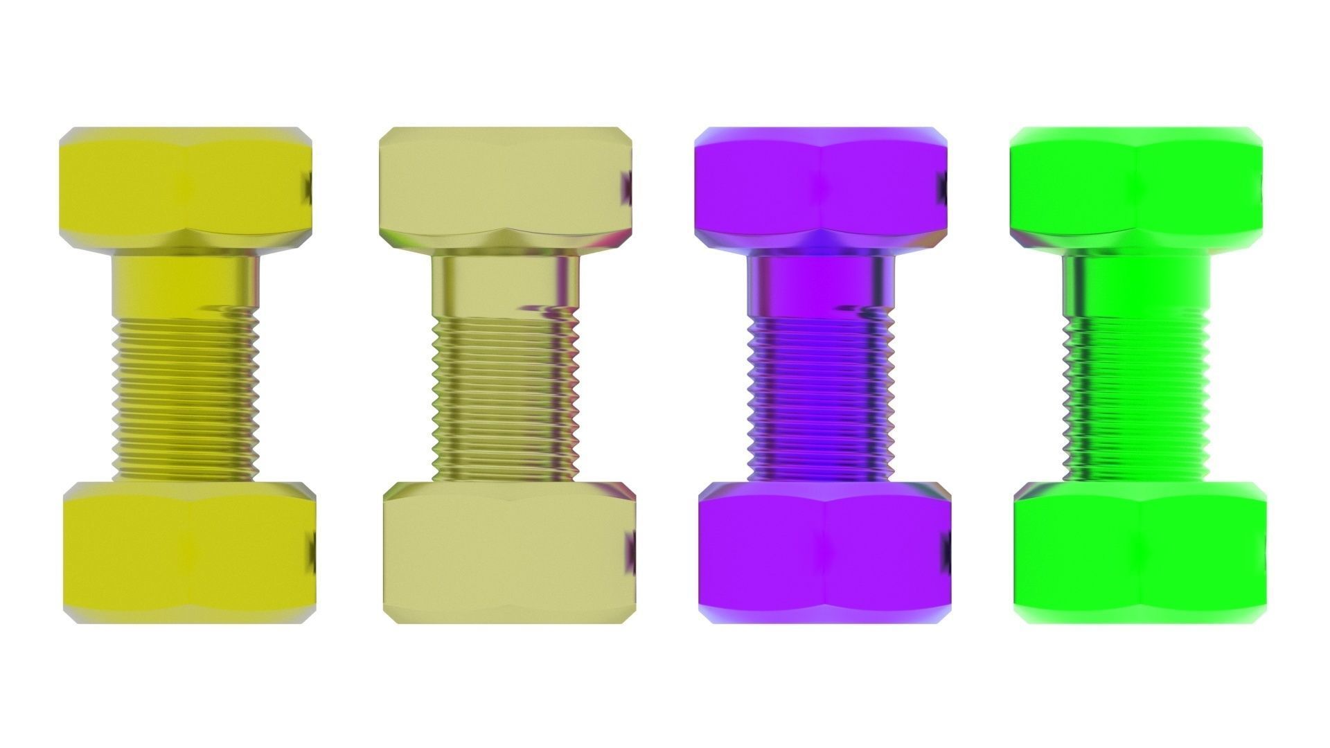 Colored Bolts and Nuts Set 3D model_18