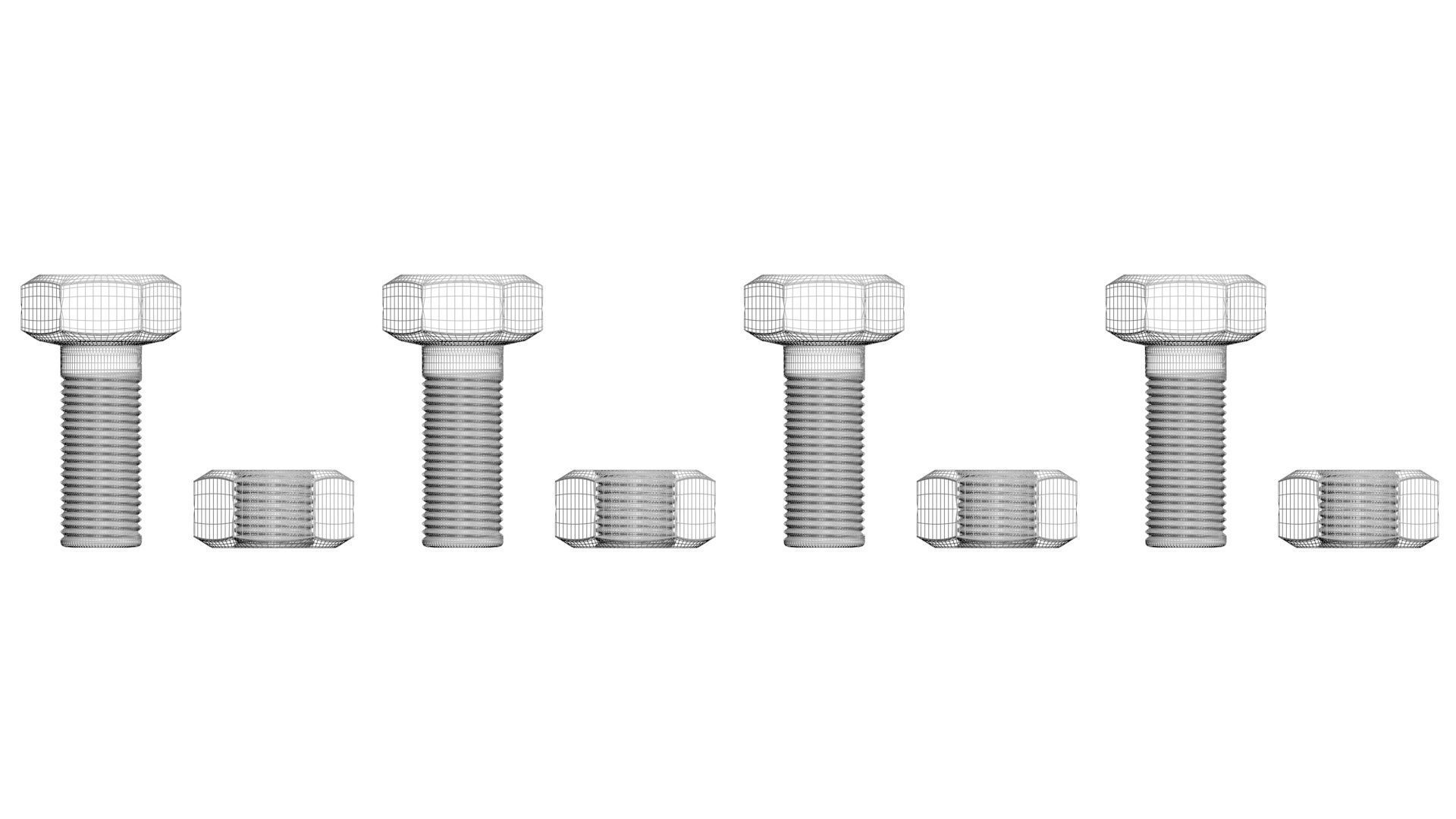 Colored Bolts and Nuts Set 3D model_25