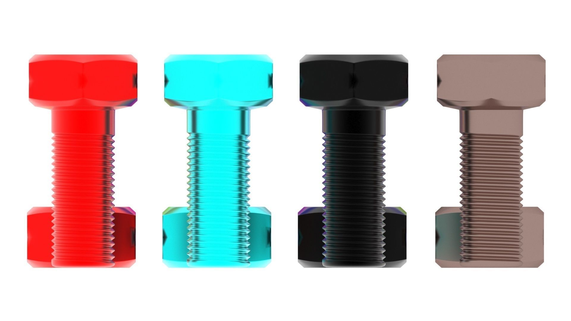 Colored Bolts and Nuts Set 3D model_15