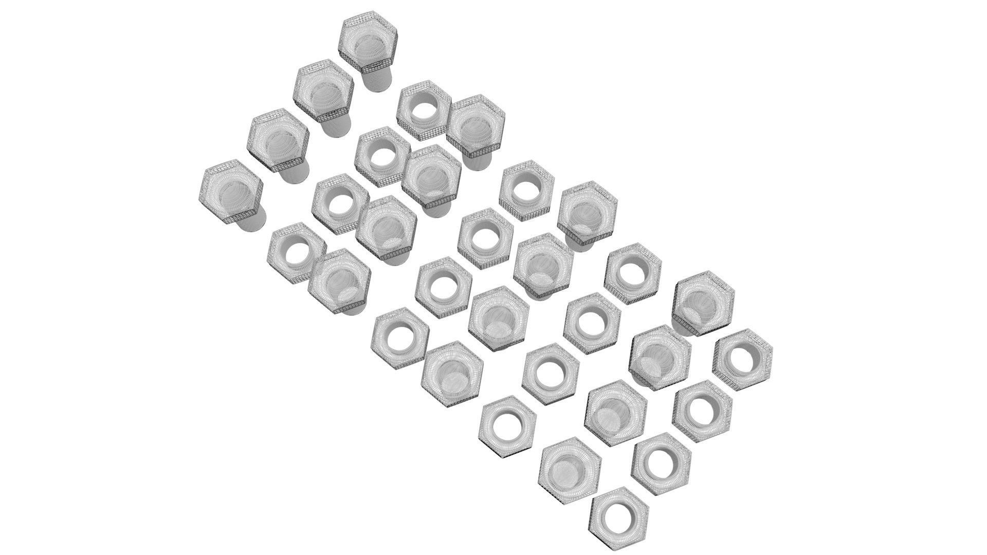 Colored Bolts and Nuts Set 3D model_20