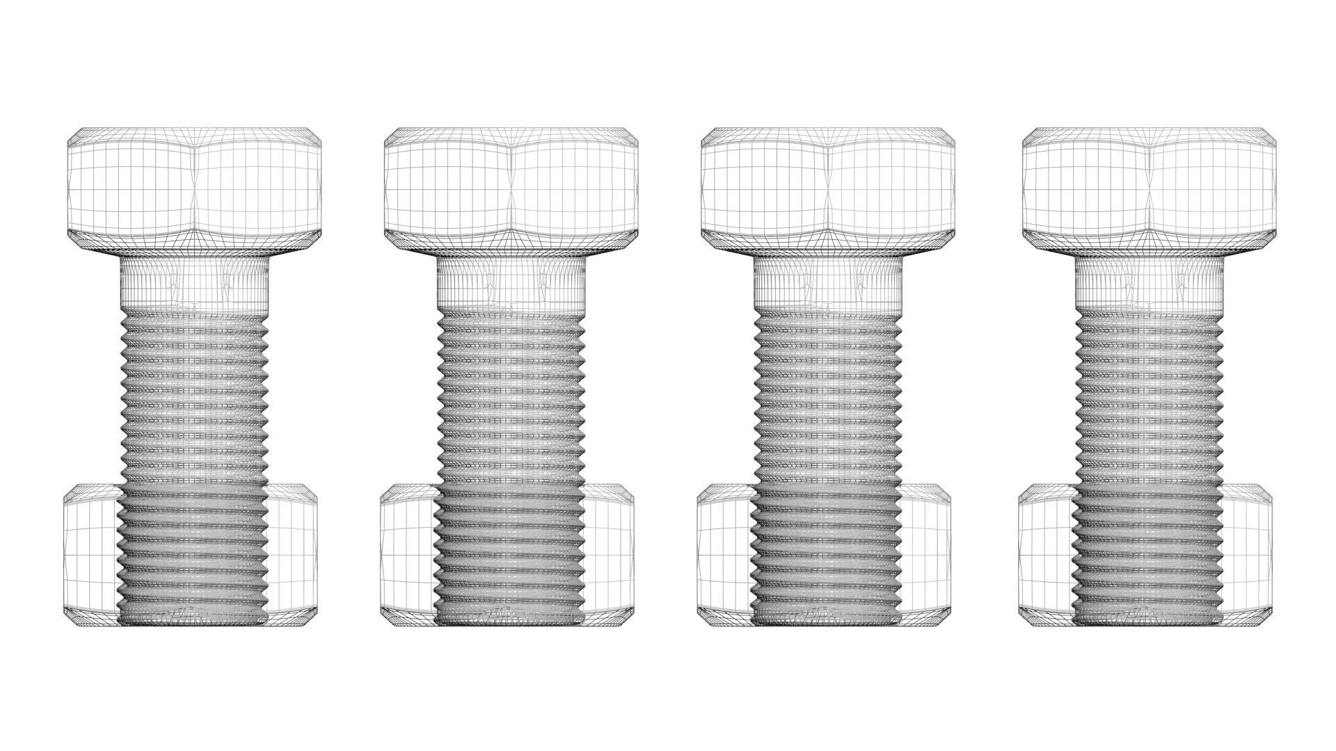 Colored Bolts and Nuts Set 3D model_26