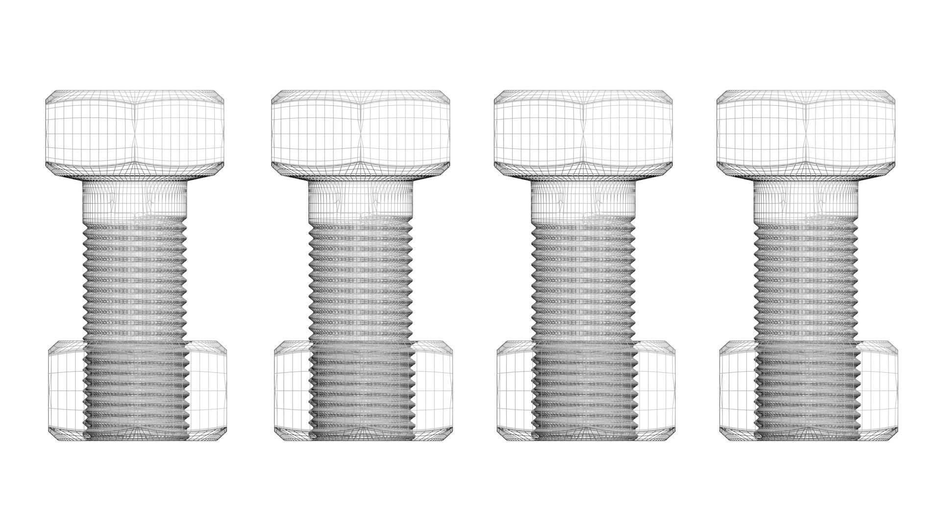 Colored Bolts and Nuts Set 3D model_29
