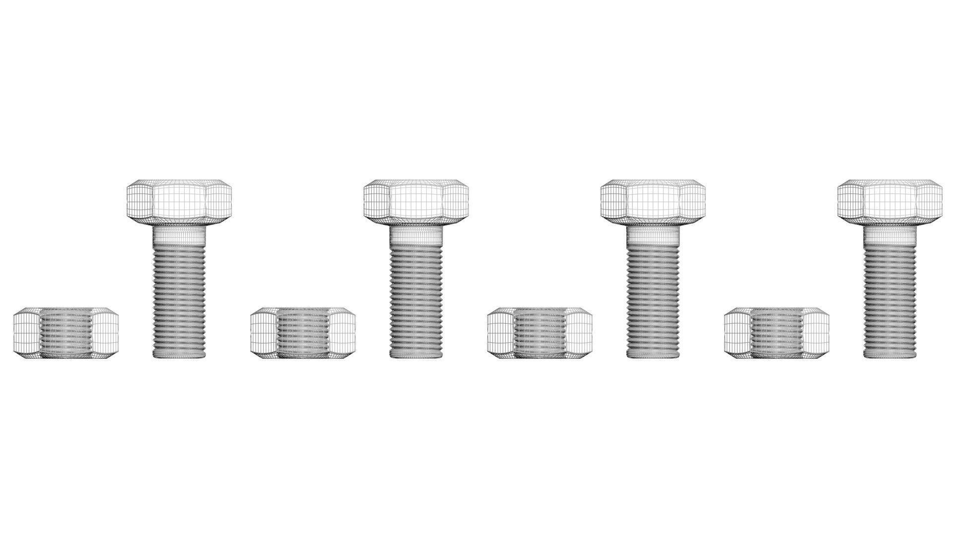 Colored Bolts and Nuts Set 3D model_28