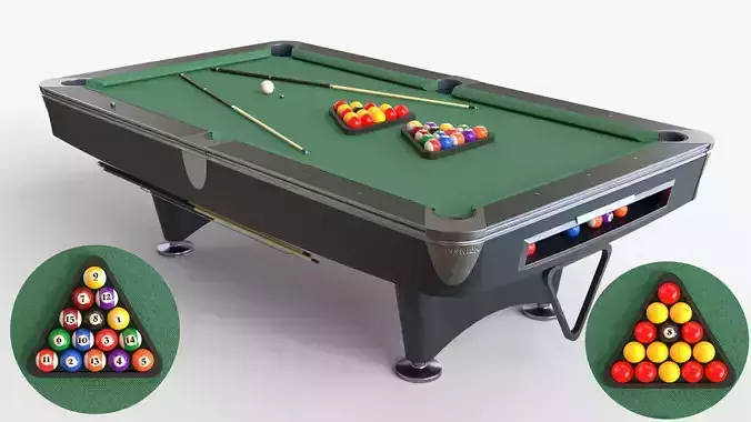 Brunswick Billiard Tabl  balls  English balls  sticks and chalk 3D model