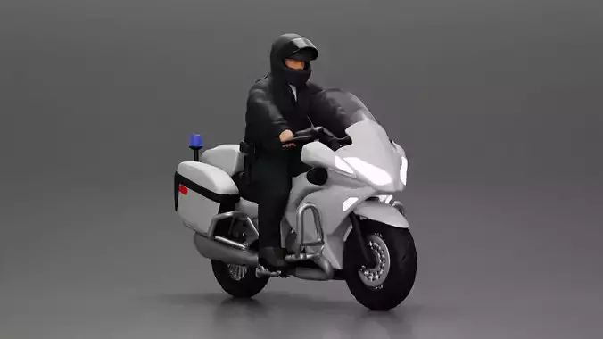 Police Officer riding Police motorbike 3D print model