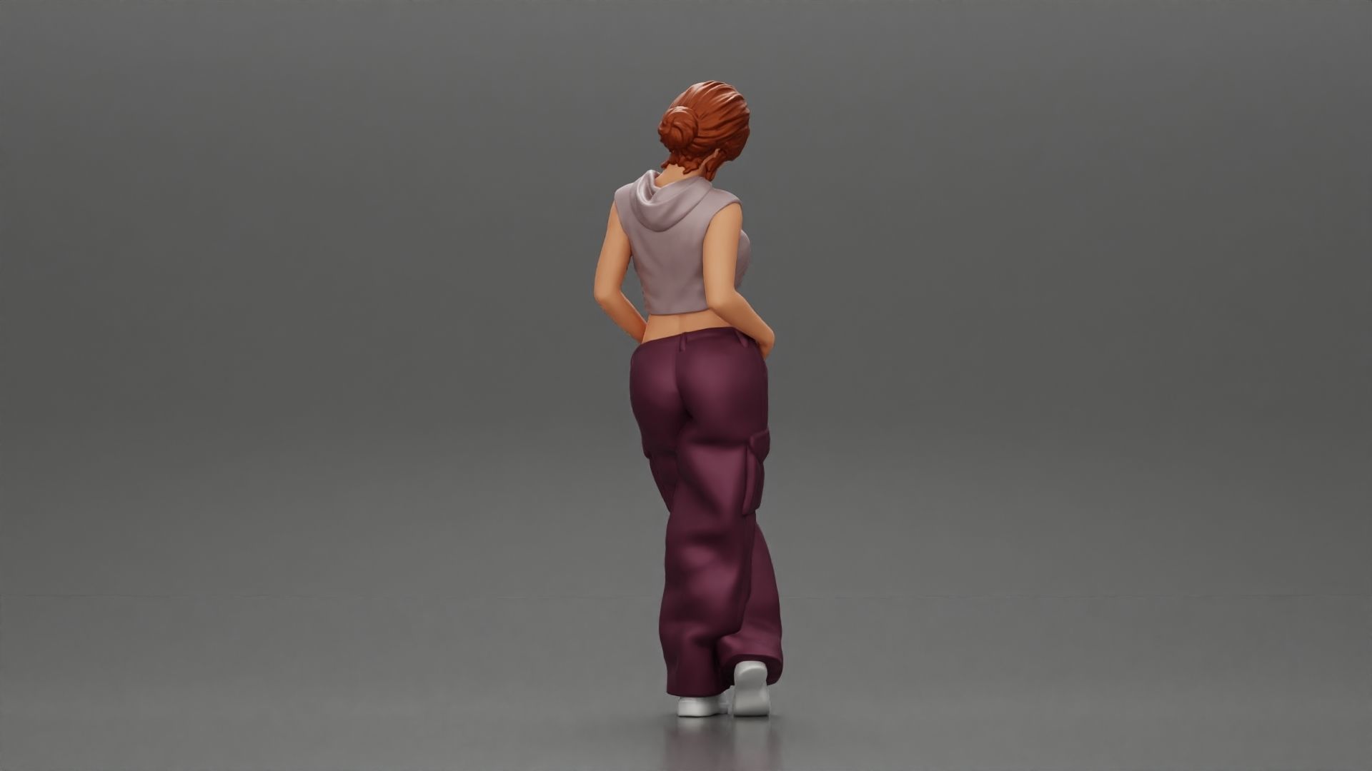 Chola girl Leaning On A Wall While Holding Her Legs Crossed 3D print model_2