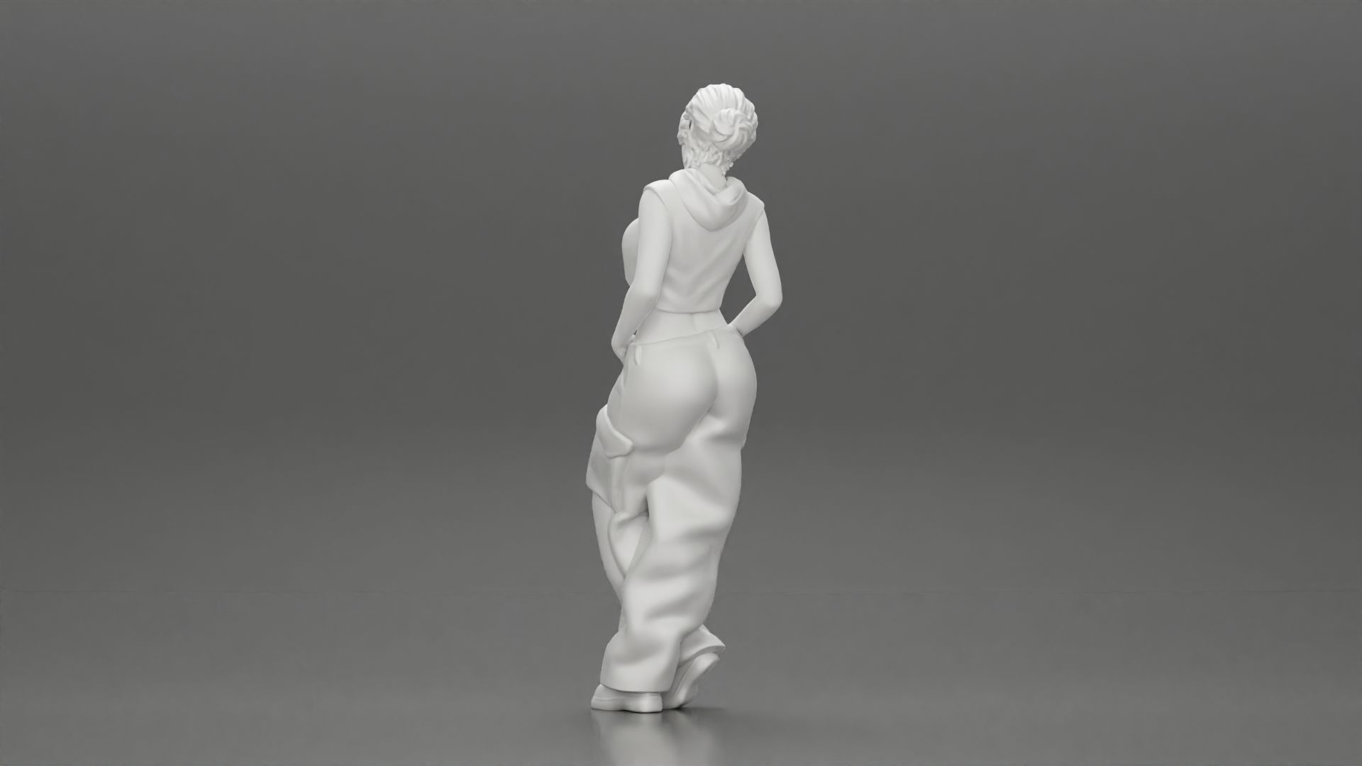 Chola girl Leaning On A Wall While Holding Her Legs Crossed 3D print model_9