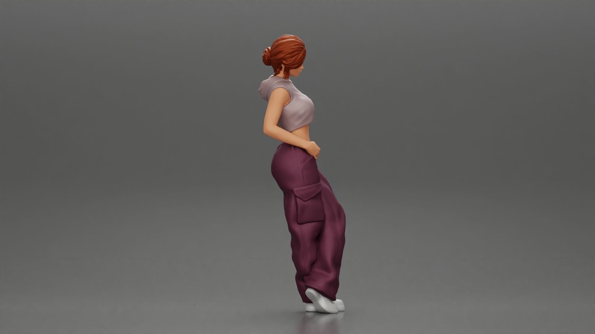 Chola girl Leaning On A Wall While Holding Her Legs Crossed 3D print model_1