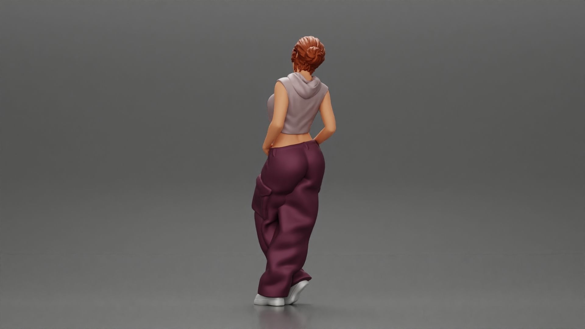 Chola girl Leaning On A Wall While Holding Her Legs Crossed 3D print model_3