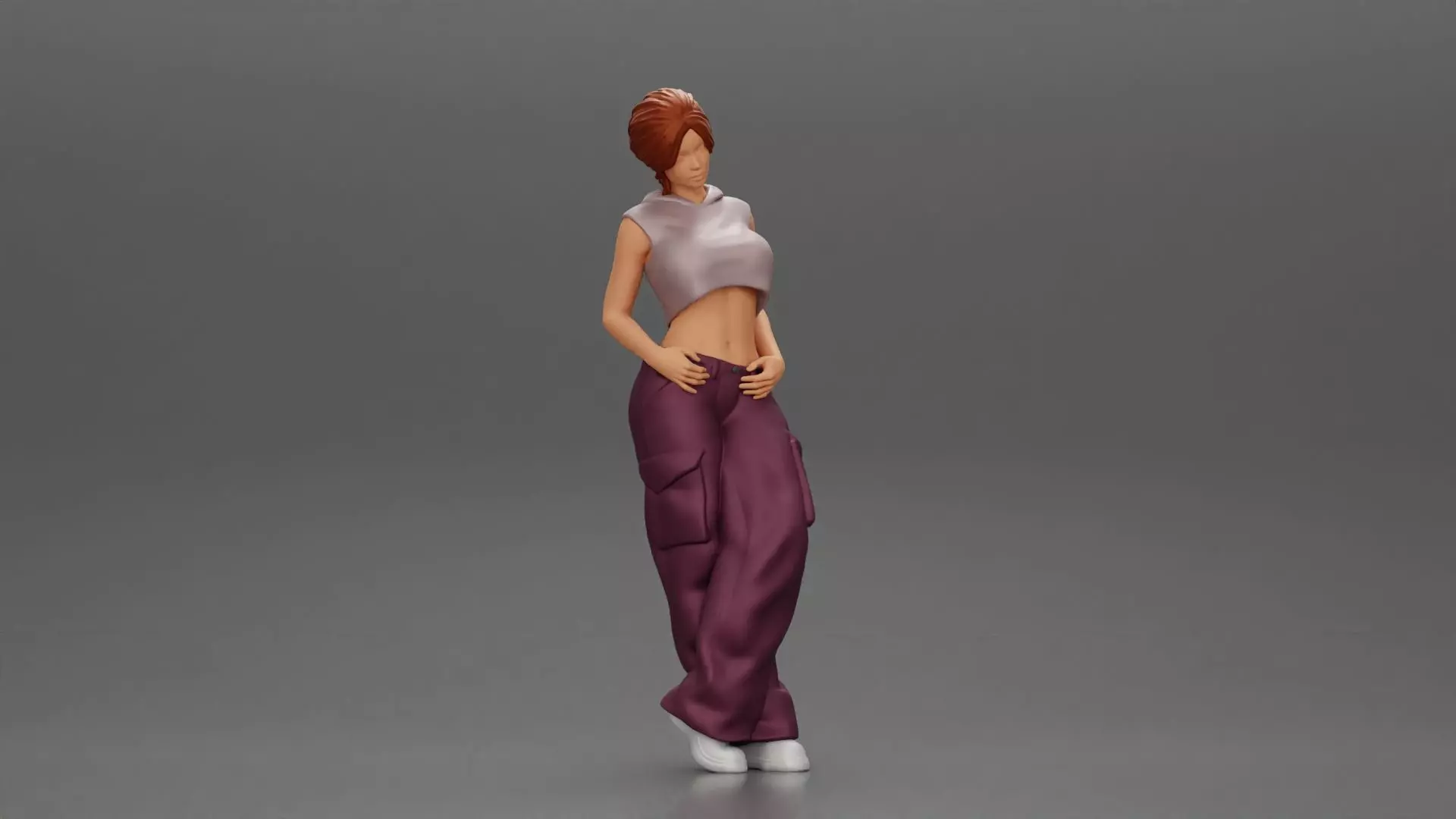 Chola girl Leaning On A Wall While Holding Her Legs Crossed 3D print model_0