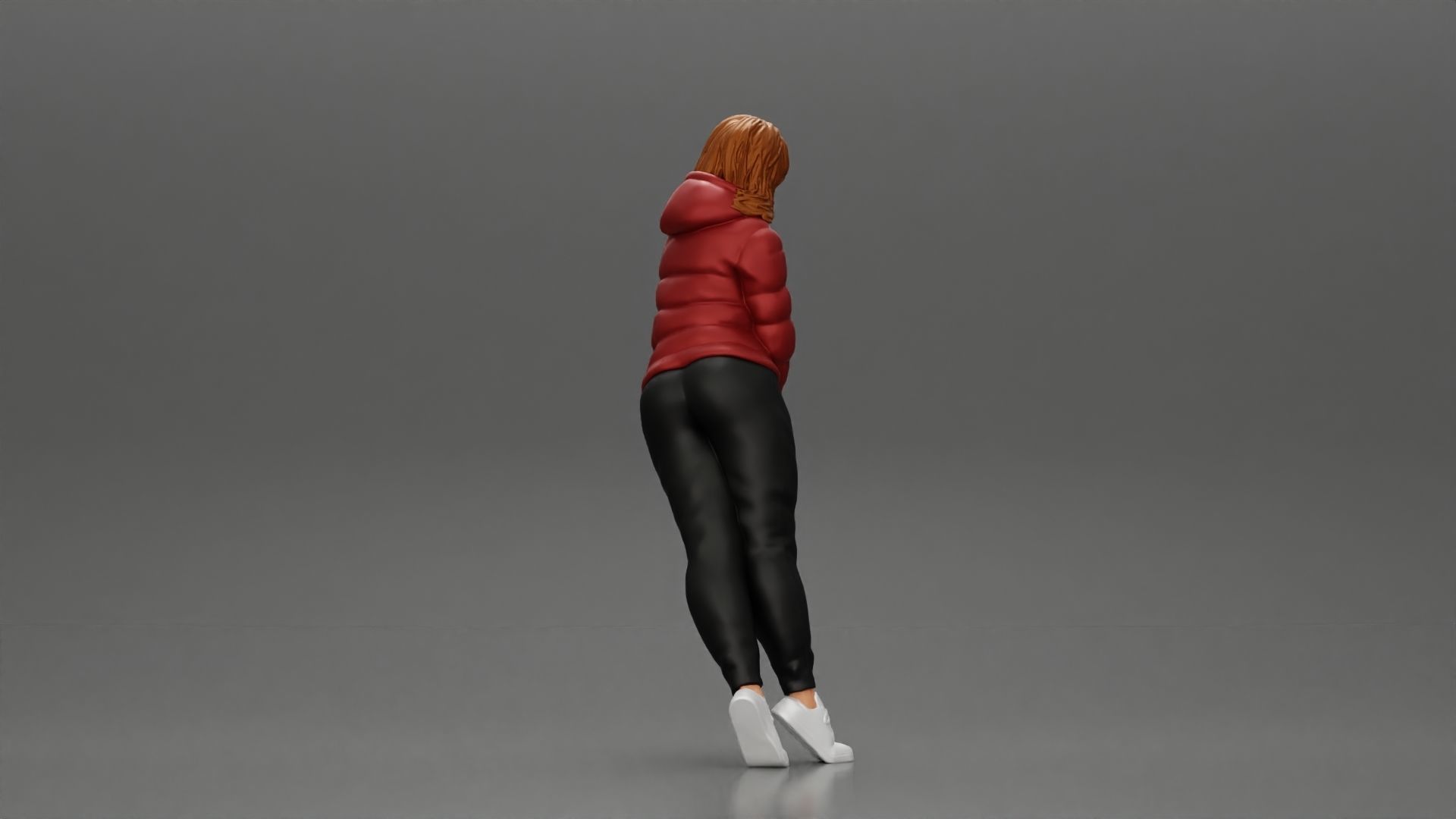 Asian girl in jacket leaning with her hands on the car 3D print model_2