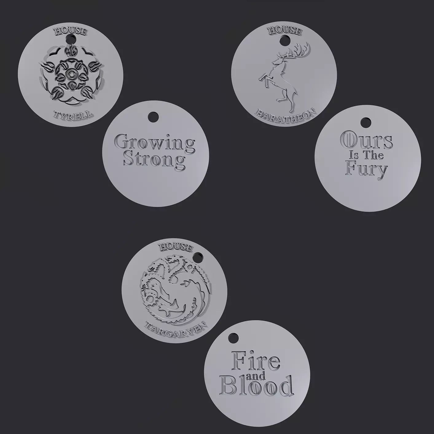 Keychains fanart Game of Thrones 3D print model_0