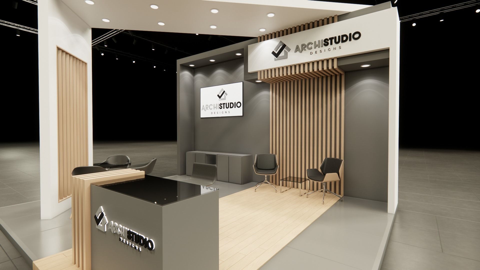 Exhibition booth design 3D model 6m x 5m 3D model_5