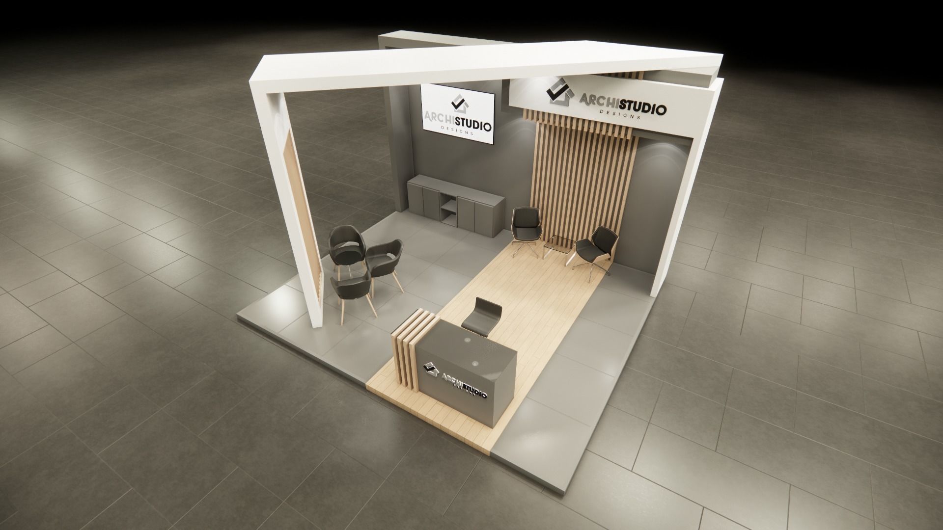 Exhibition booth design 3D model 6m x 5m 3D model_4