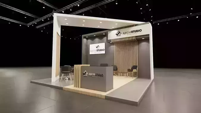 Exhibition booth design 3D model 6m x 5m 3D model