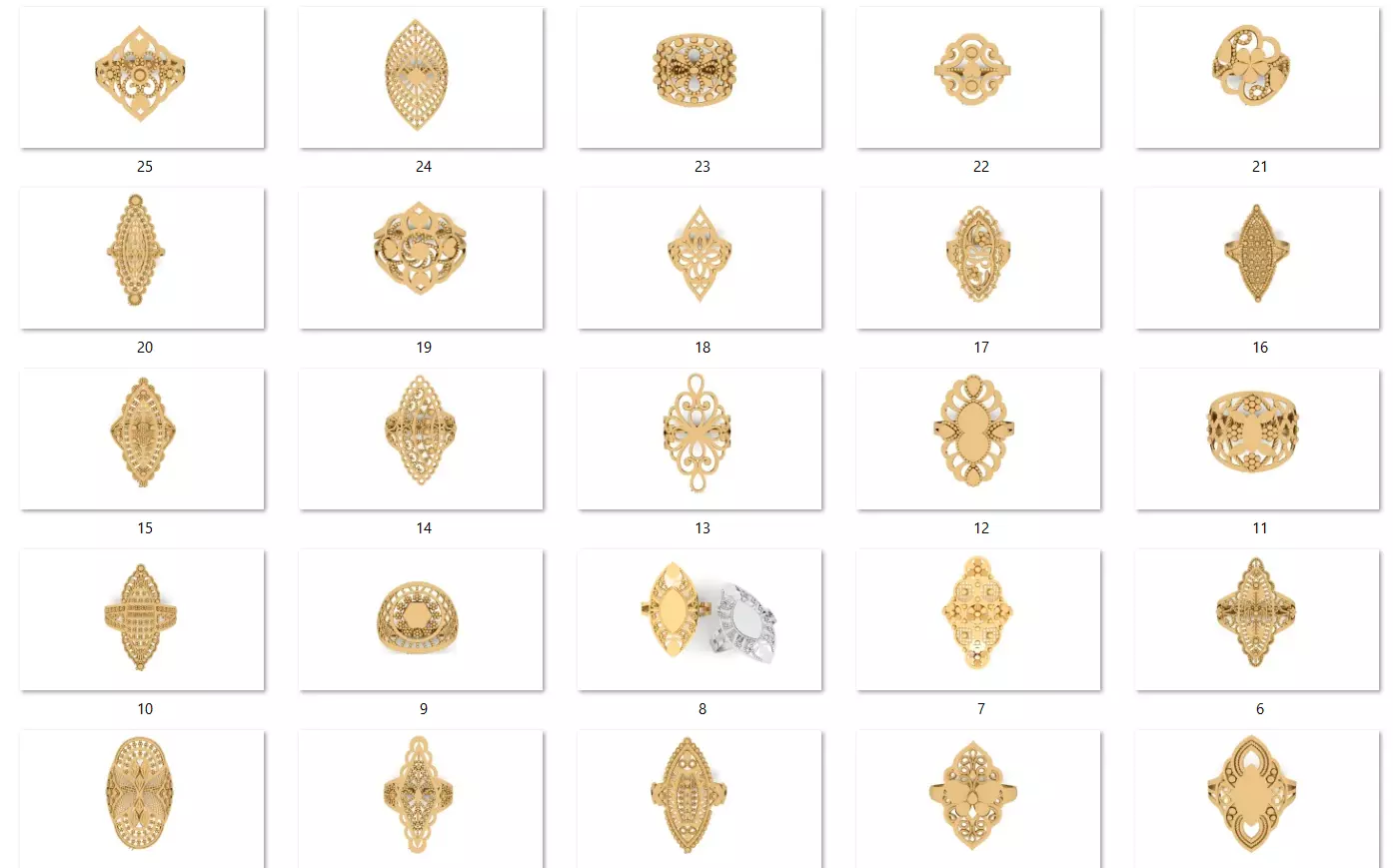 25 Plain Gold Ring stl Models Pack 3D print model_0