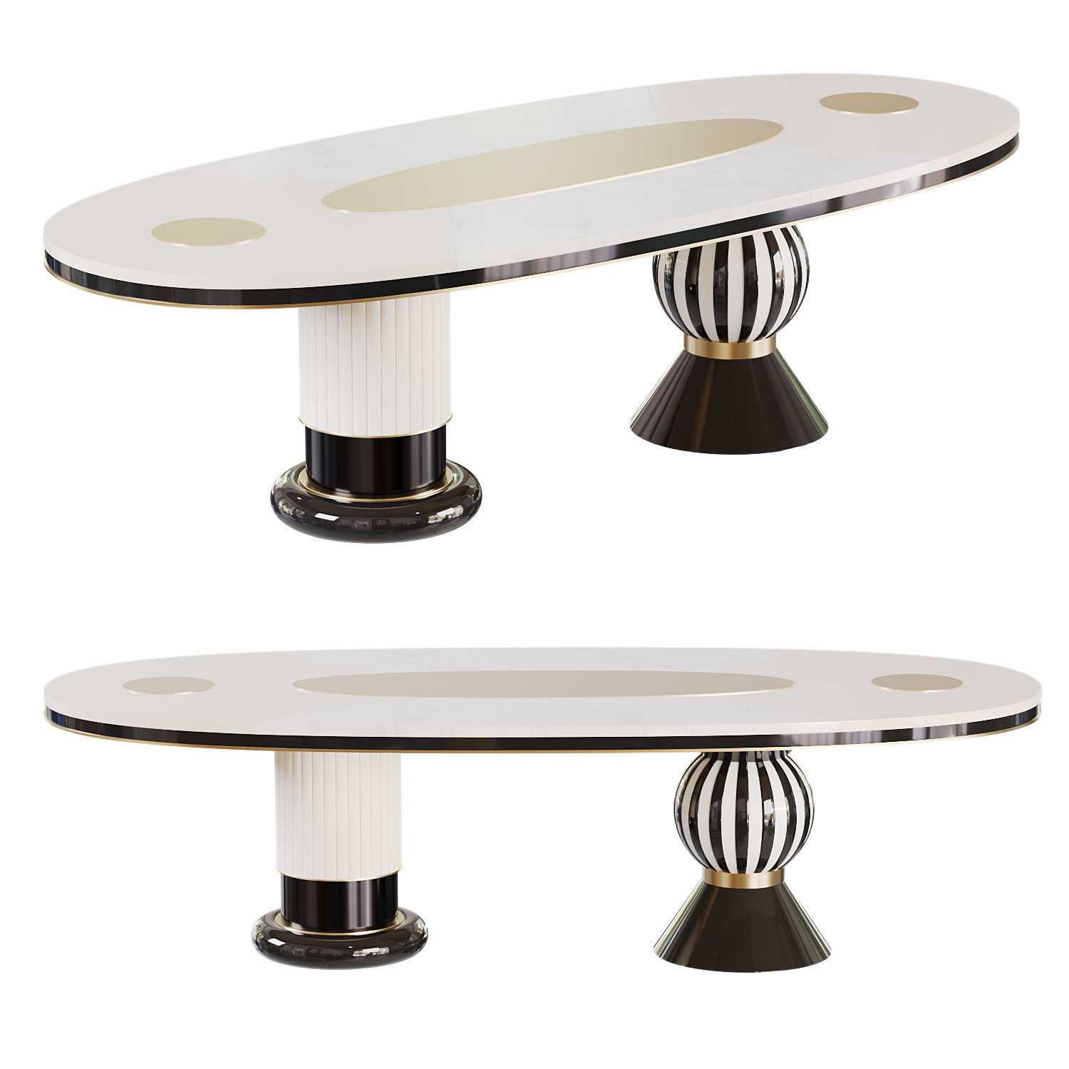 Modern Oval Dining Table Low-poly 3D model_1