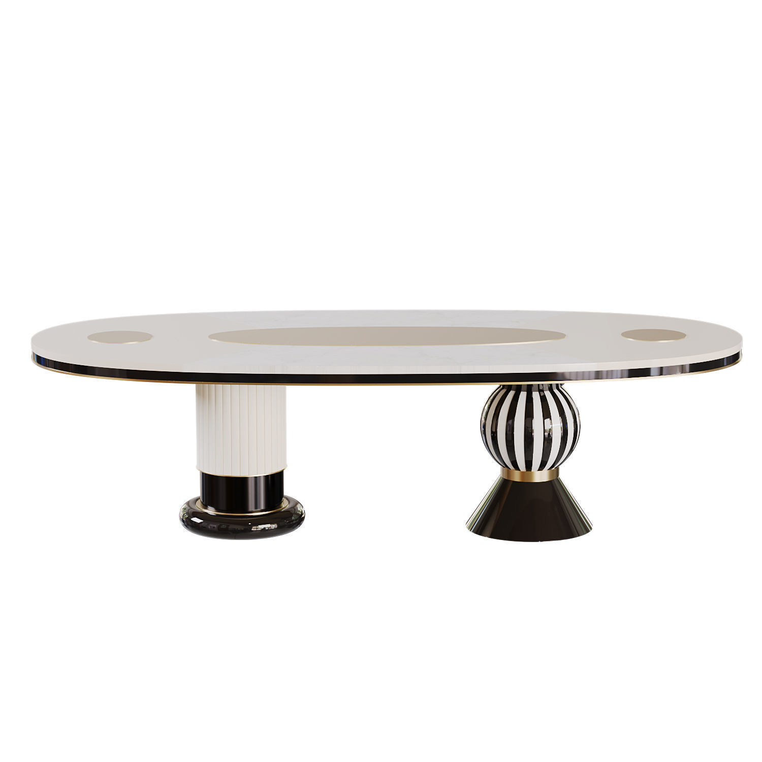 Modern Oval Dining Table Low-poly 3D model_2