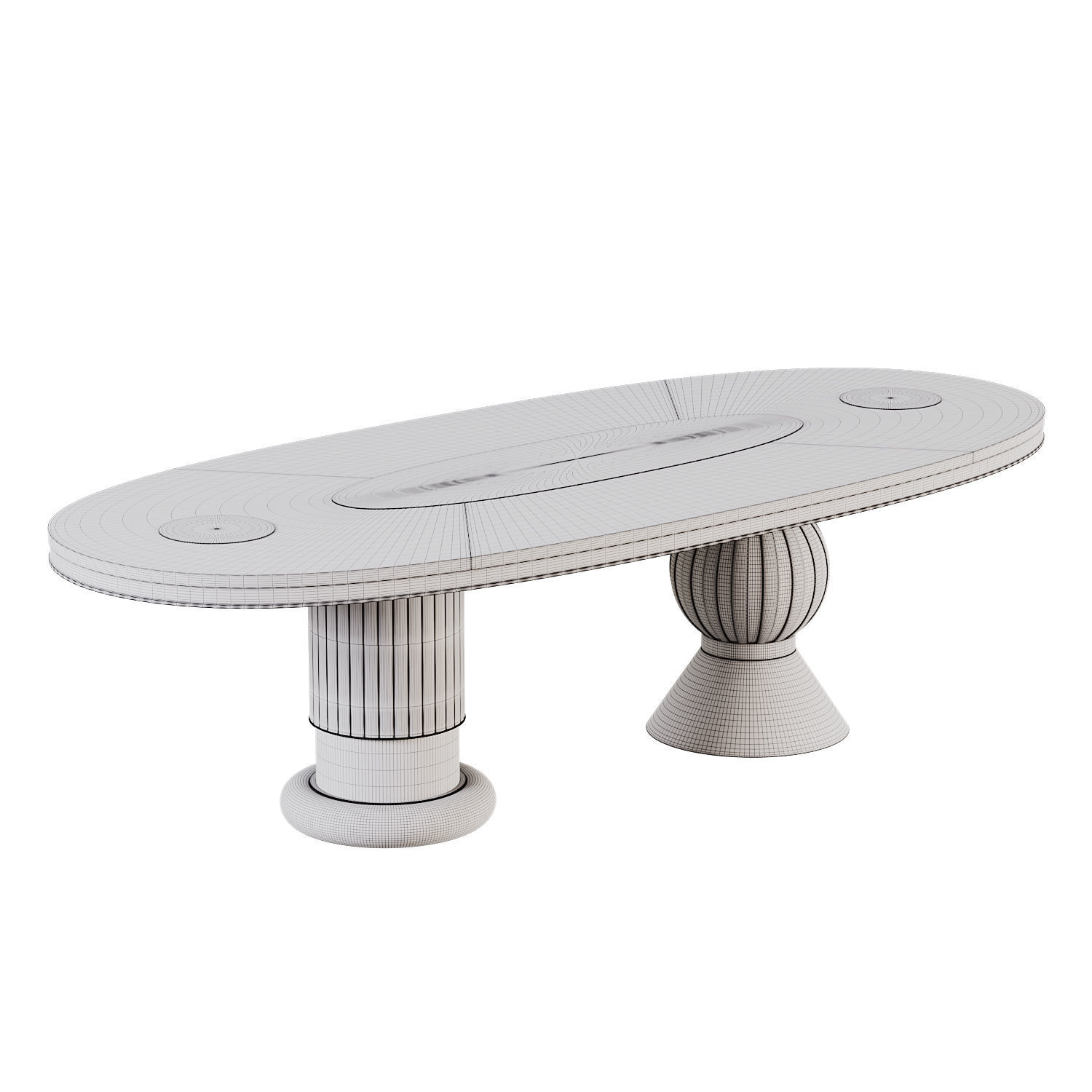 Modern Oval Dining Table Low-poly 3D model_3