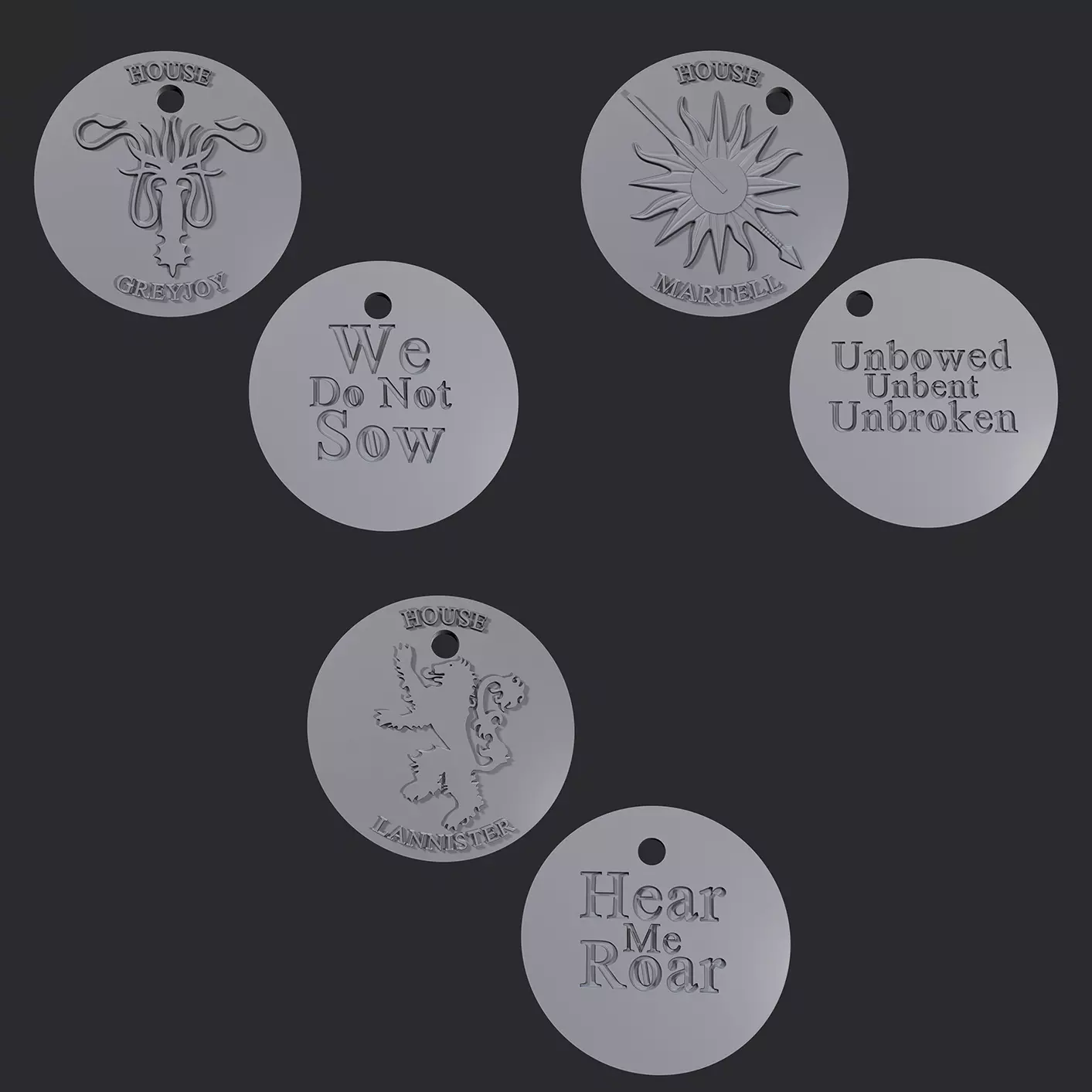 Keychains fanart Game of Thrones 3D print model_0