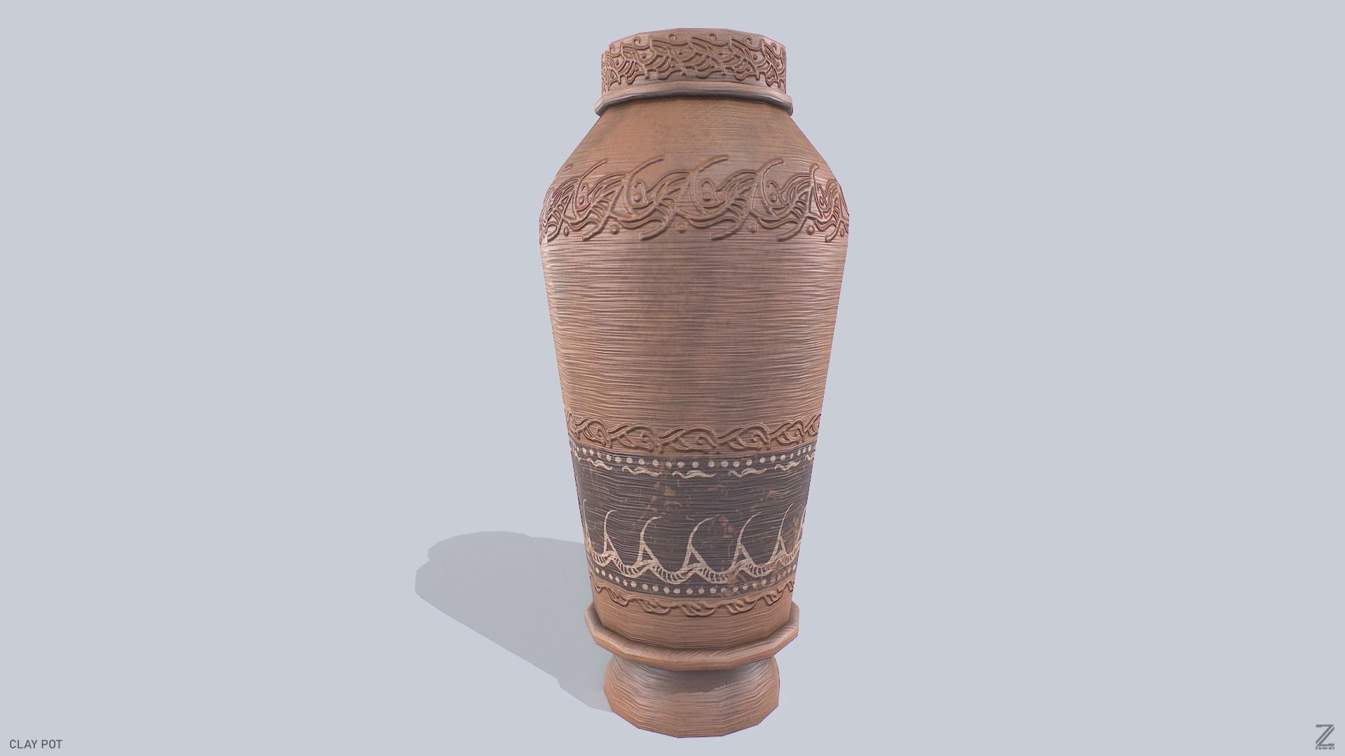 Clay pot Low-poly 3D model_5