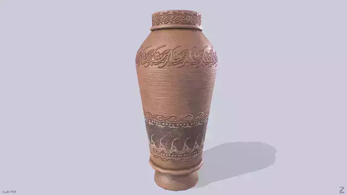 Clay pot Low-poly 3D model