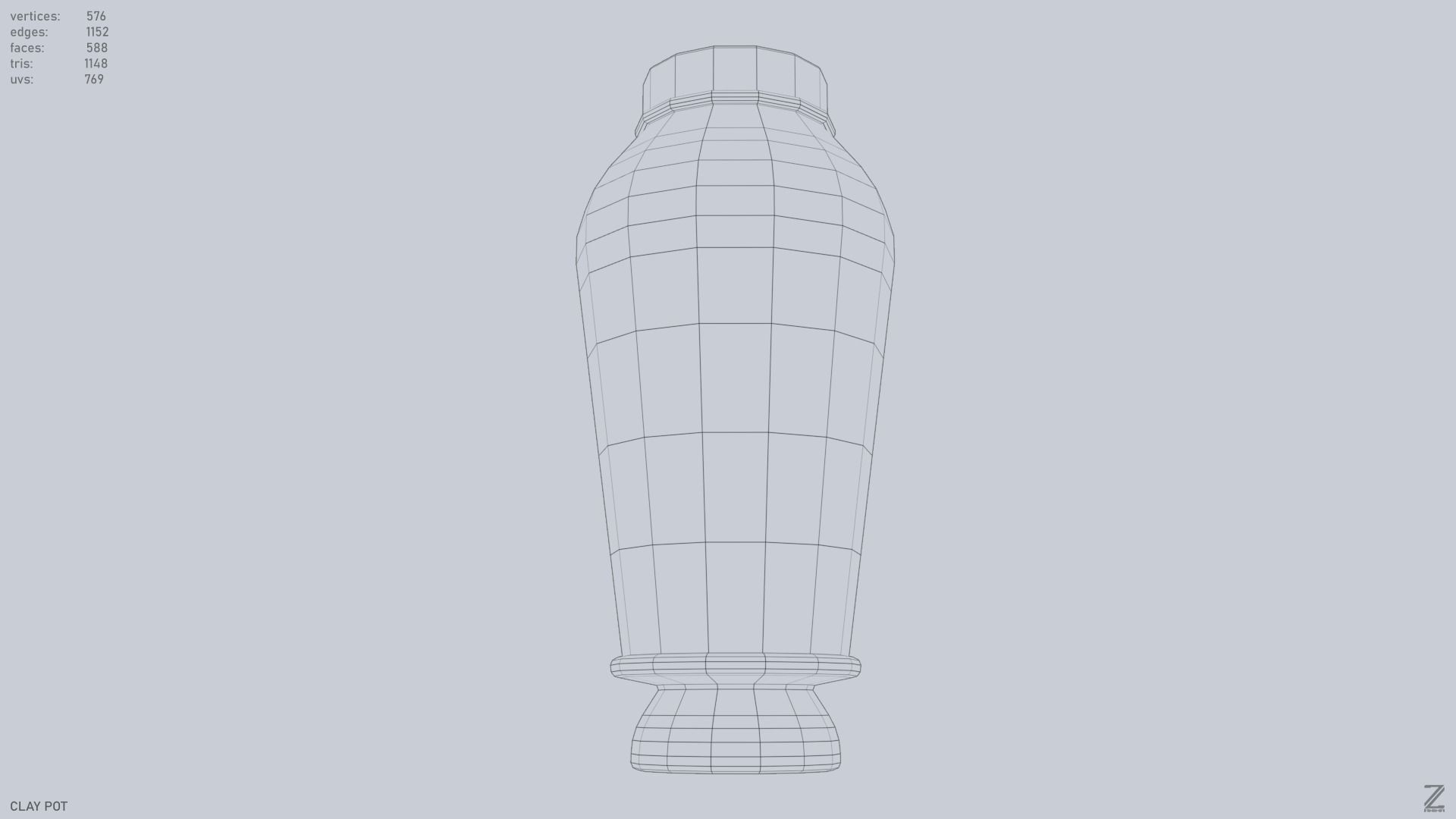 Clay pot Low-poly 3D model_13