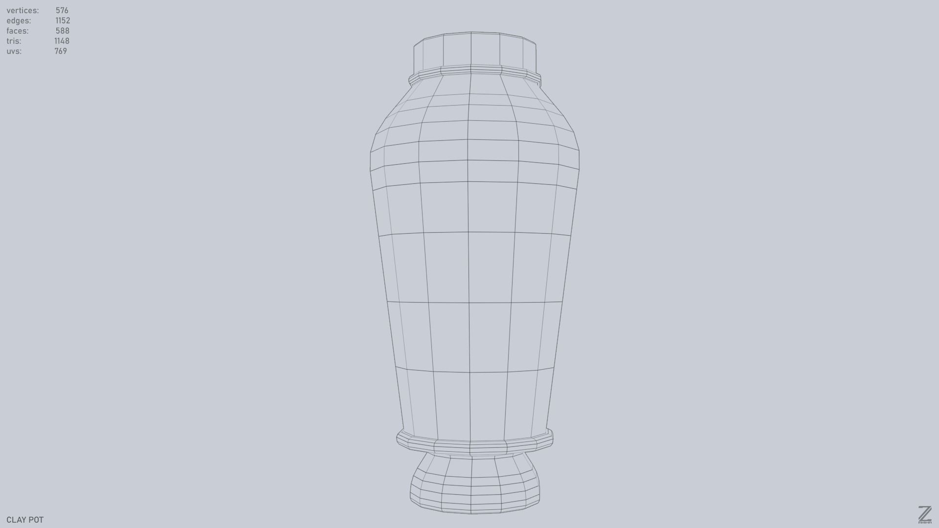 Clay pot Low-poly 3D model_15