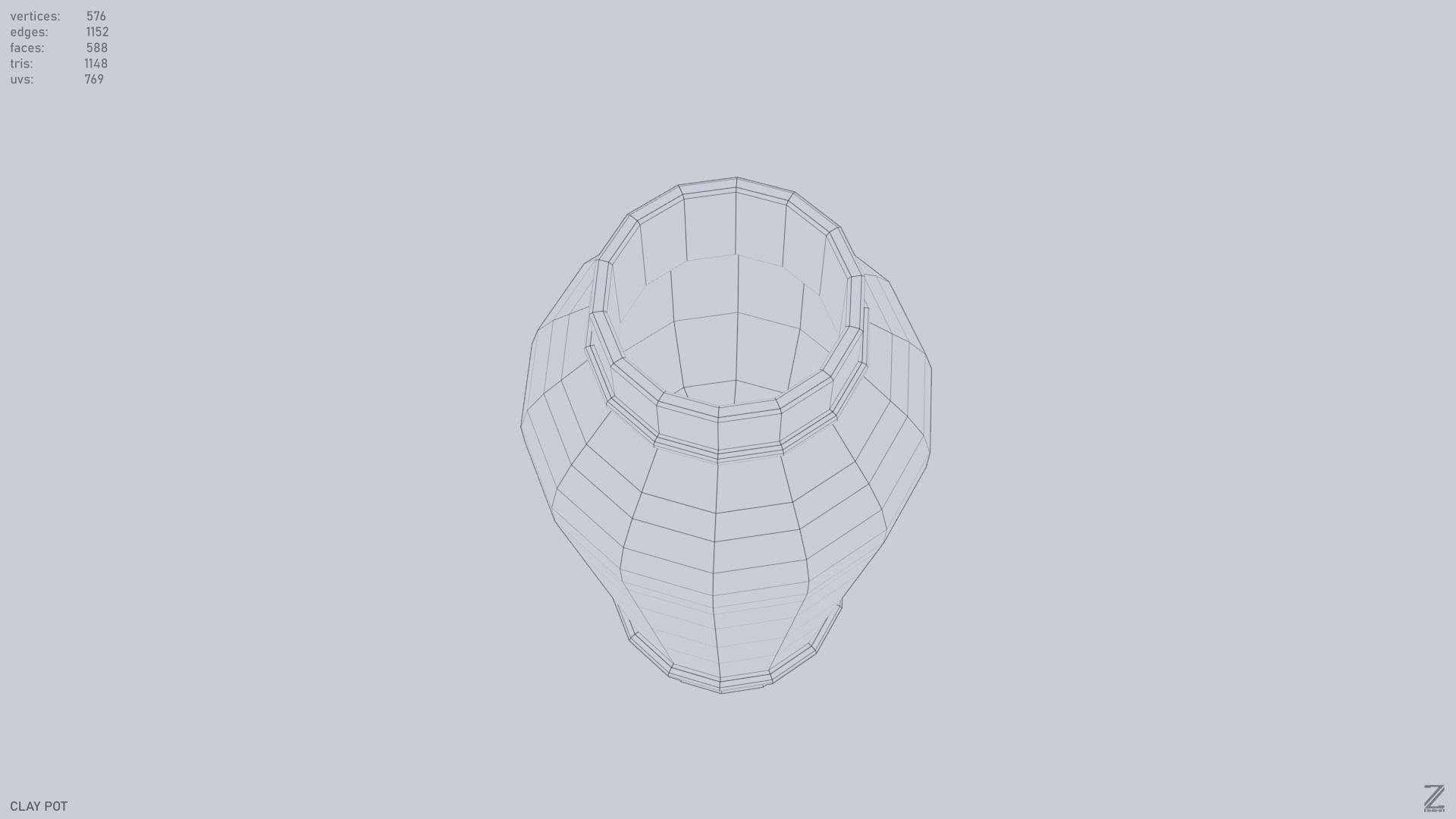 Clay pot Low-poly 3D model_11