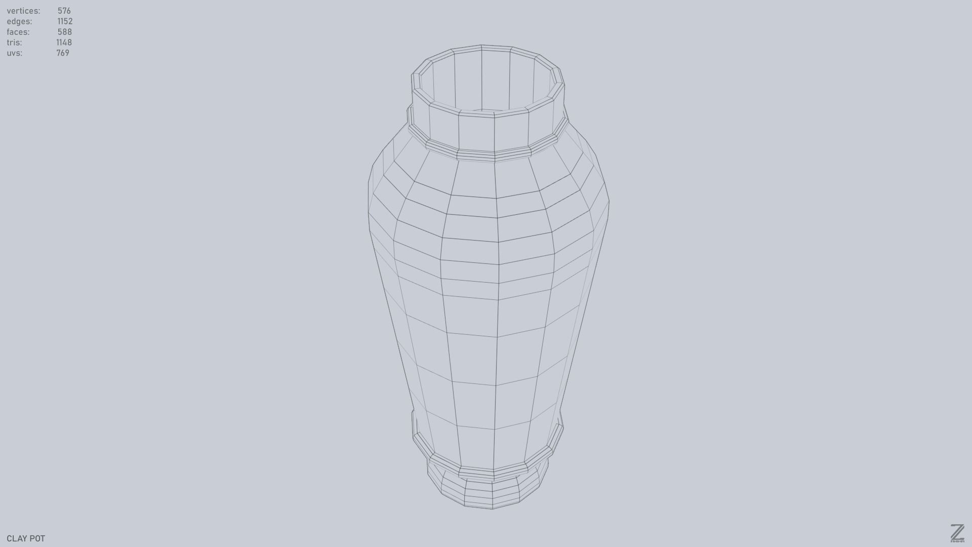 Clay pot Low-poly 3D model_14