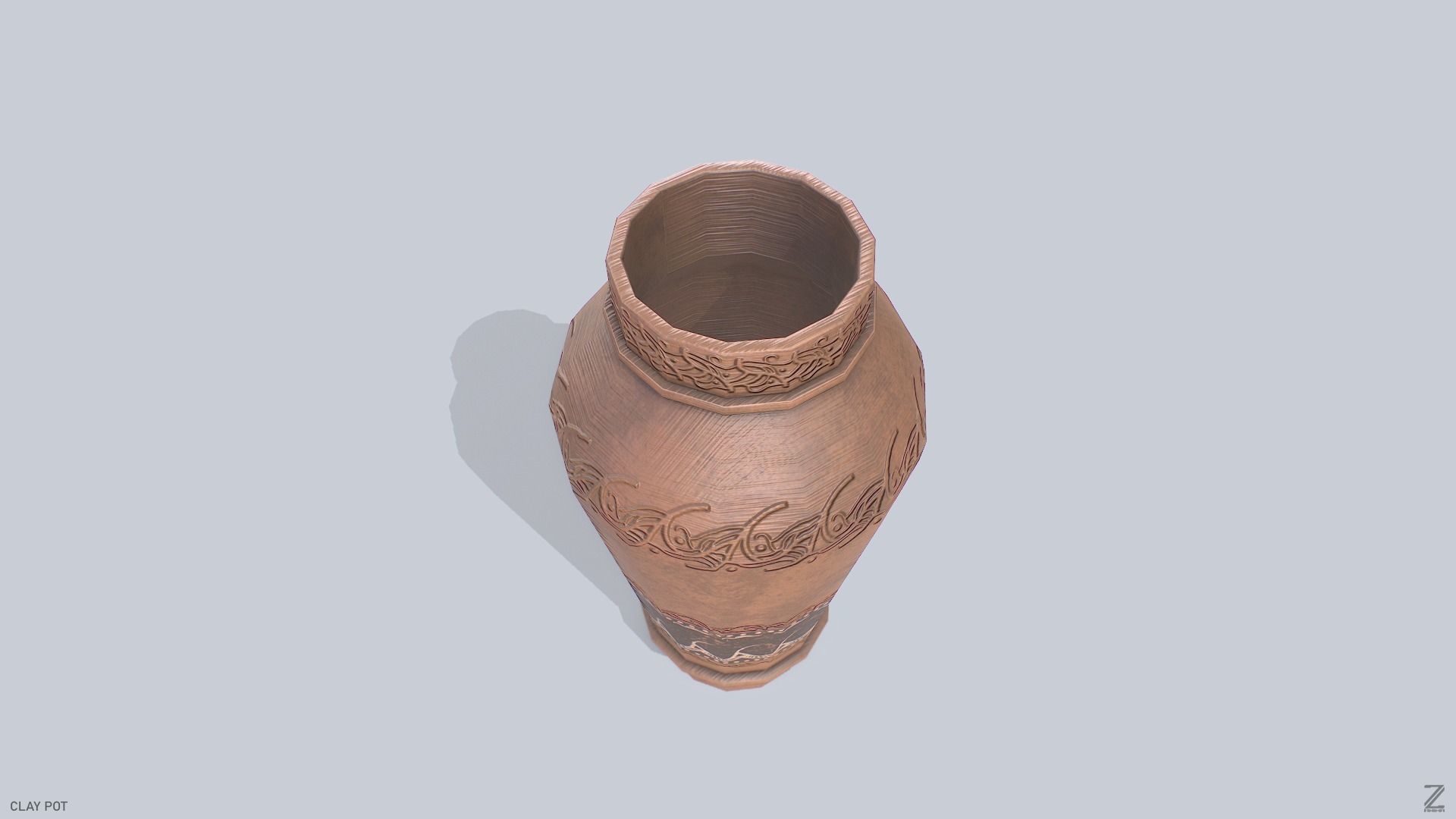 Clay pot Low-poly 3D model_6