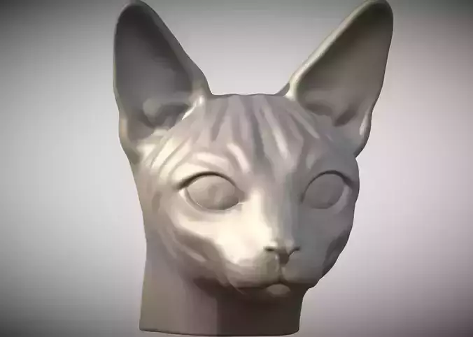 Sphynx cat head for 3D printing