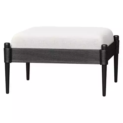FYNN SMALL WHITE VELVET OTTOMAN
