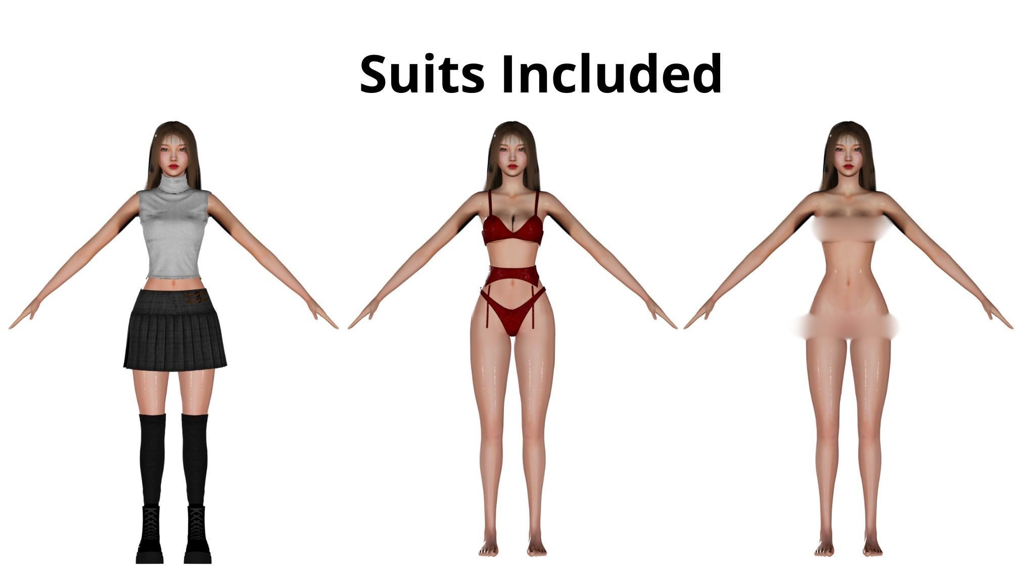 Realistic Girl V5 - GameReady Low-poly 3D model_1