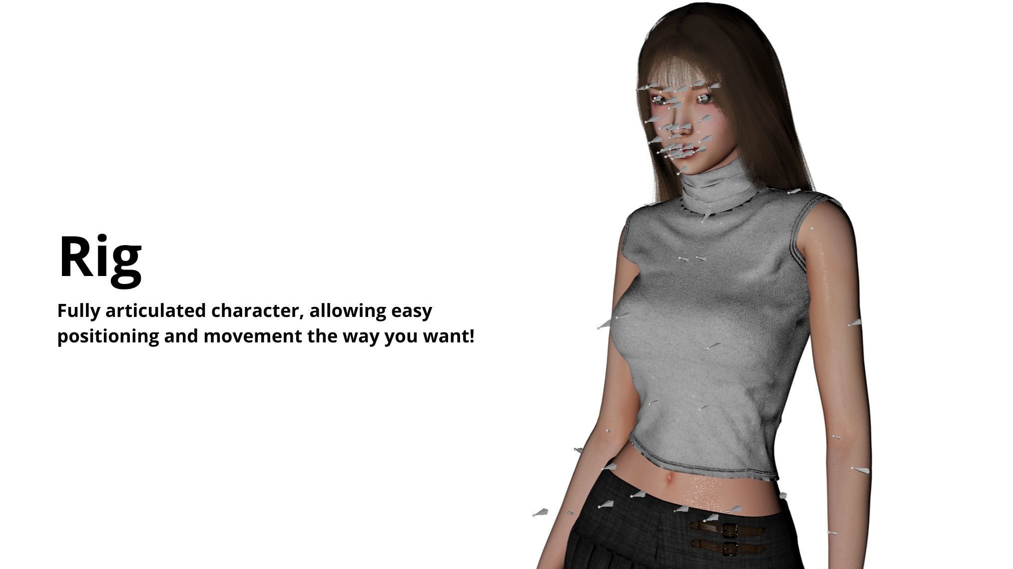 Realistic Girl V5 - GameReady Low-poly 3D model_6