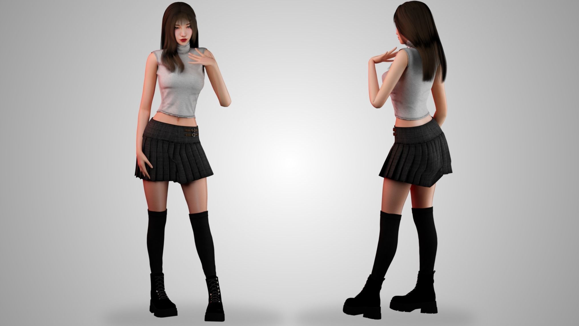 Realistic Girl V5 - GameReady Low-poly 3D model_2