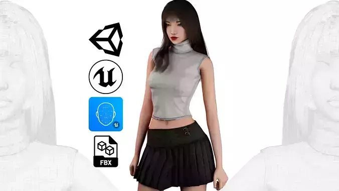 Realistic Girl V5 - GameReady Low-poly 3D model