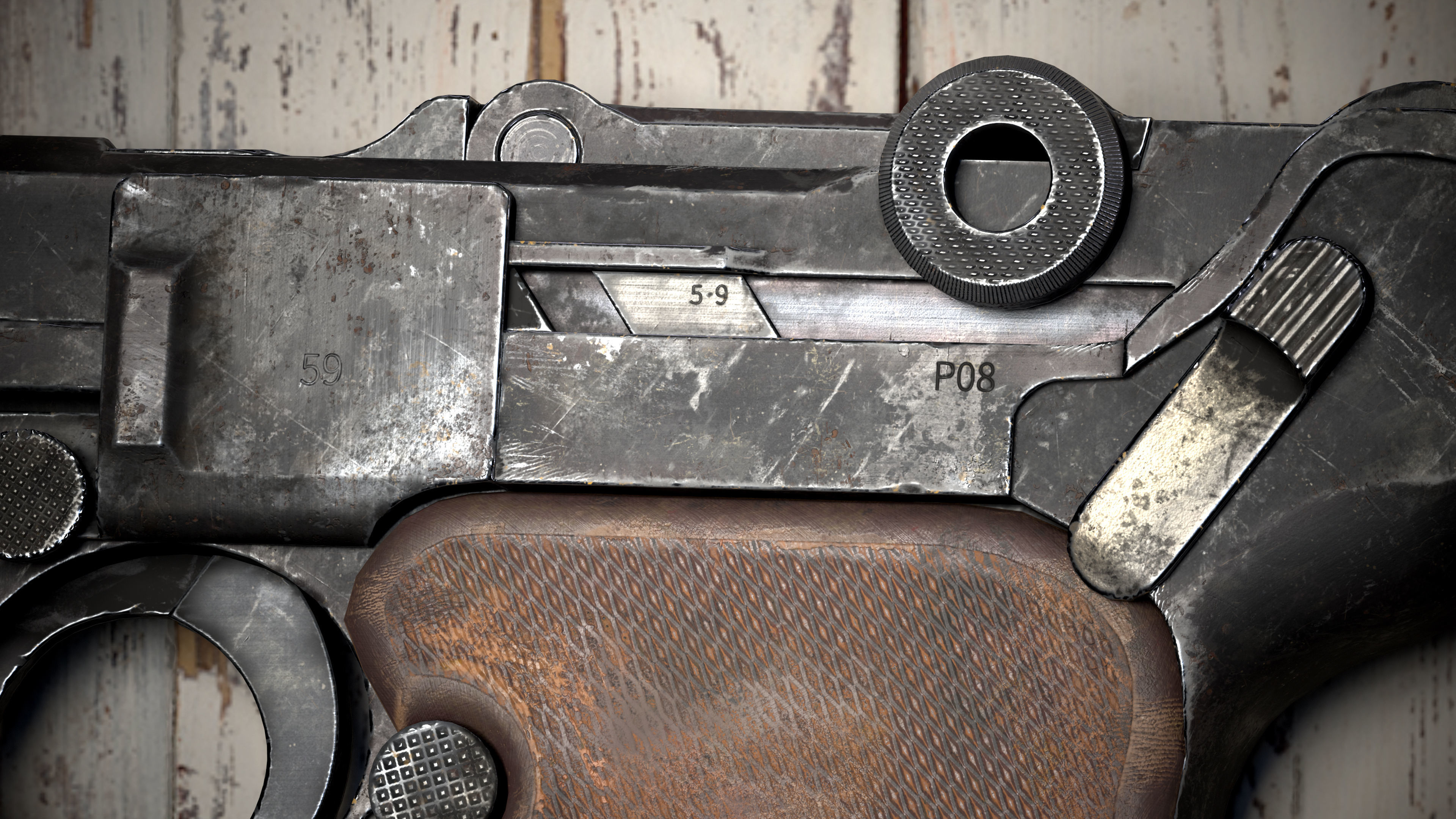 Luger P08 Low-poly 3D model_3