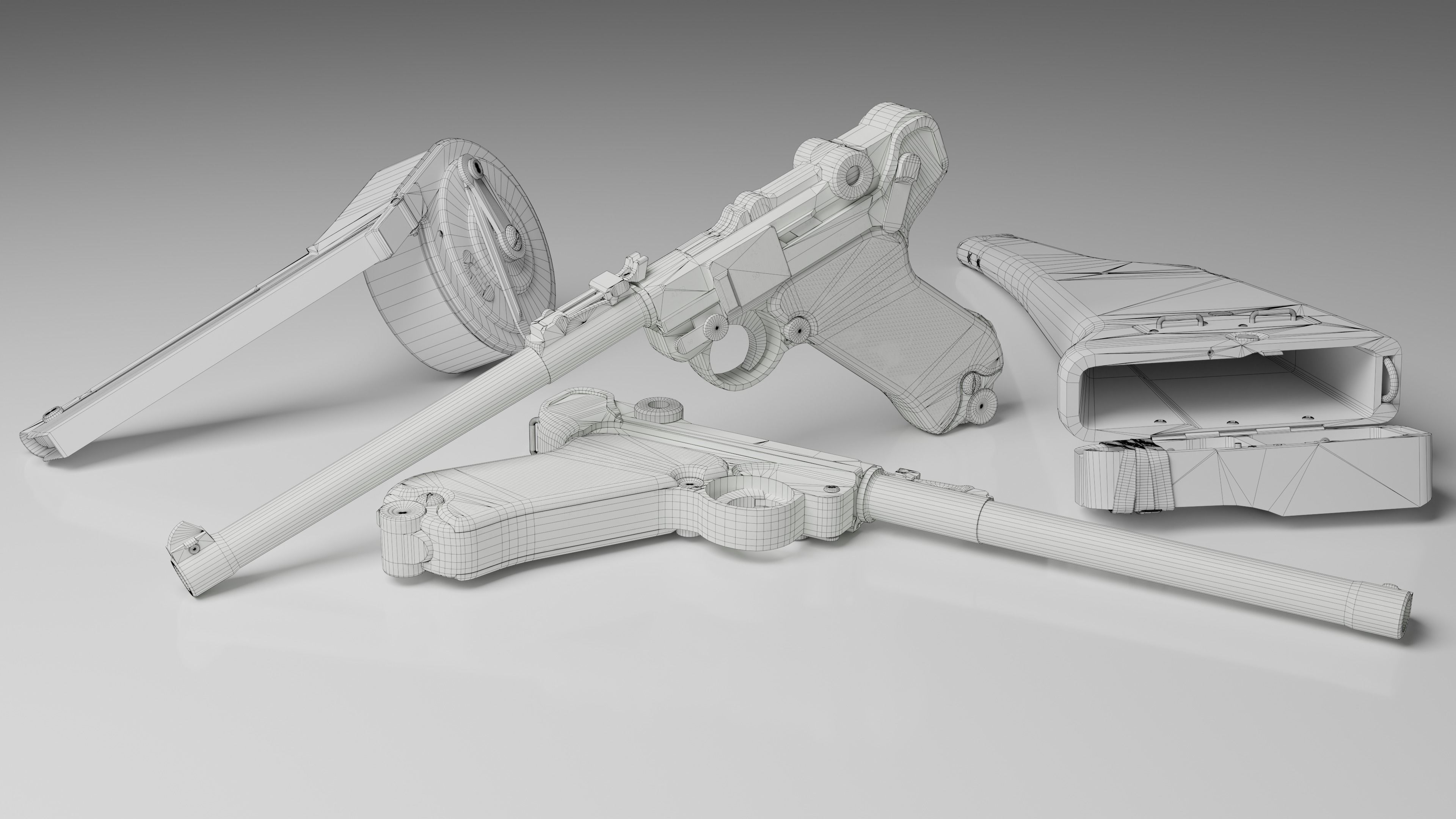 Luger P08 Low-poly 3D model_21
