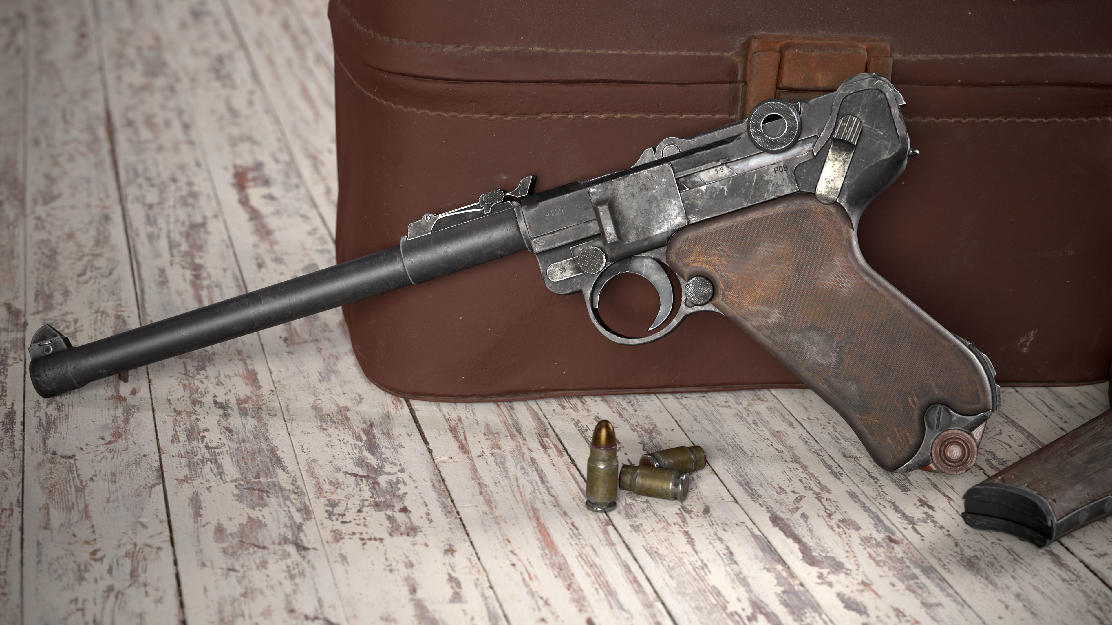 Luger P08 Low-poly 3D model_1