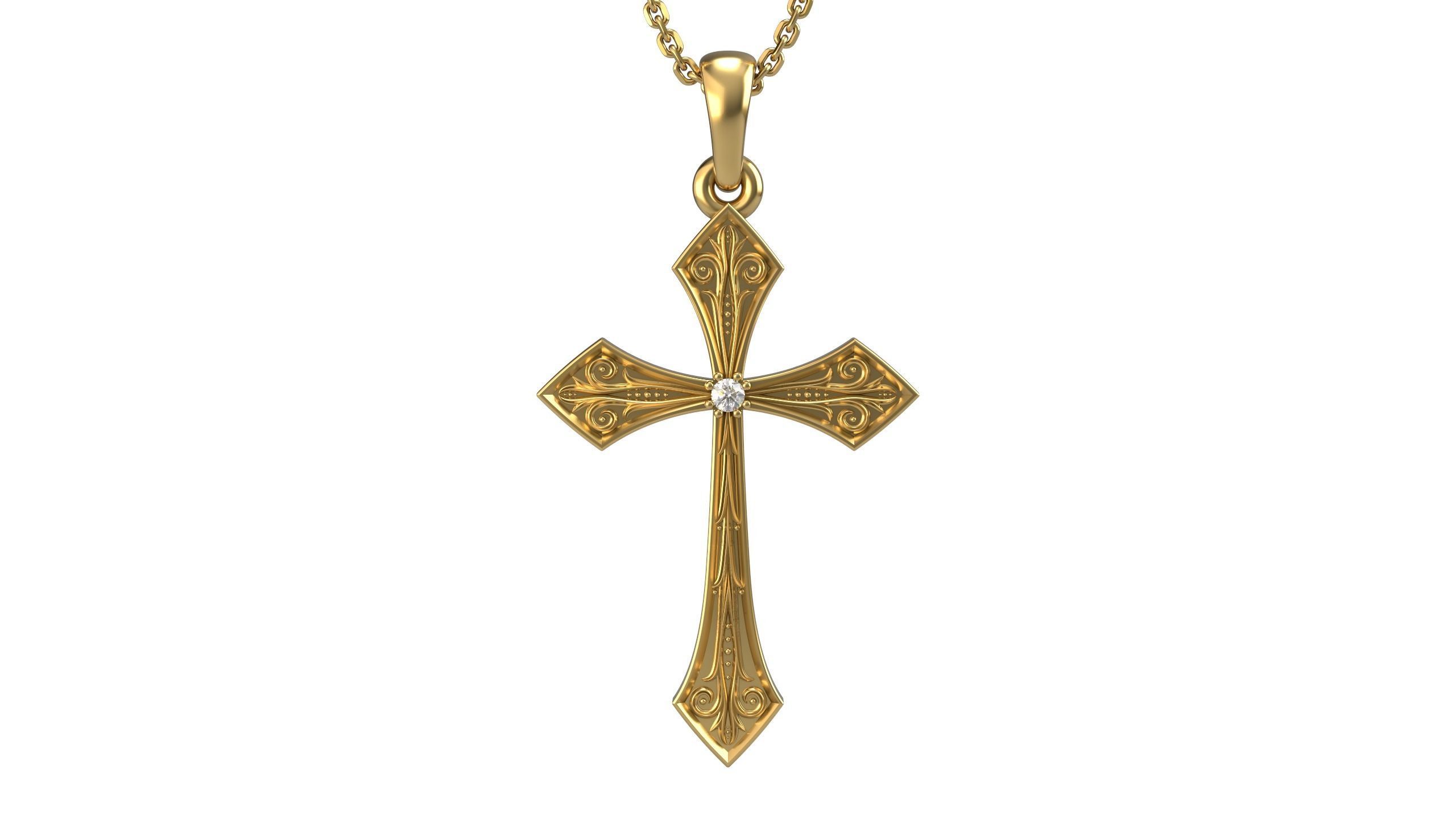 Cross pendant 16 3D print model_1