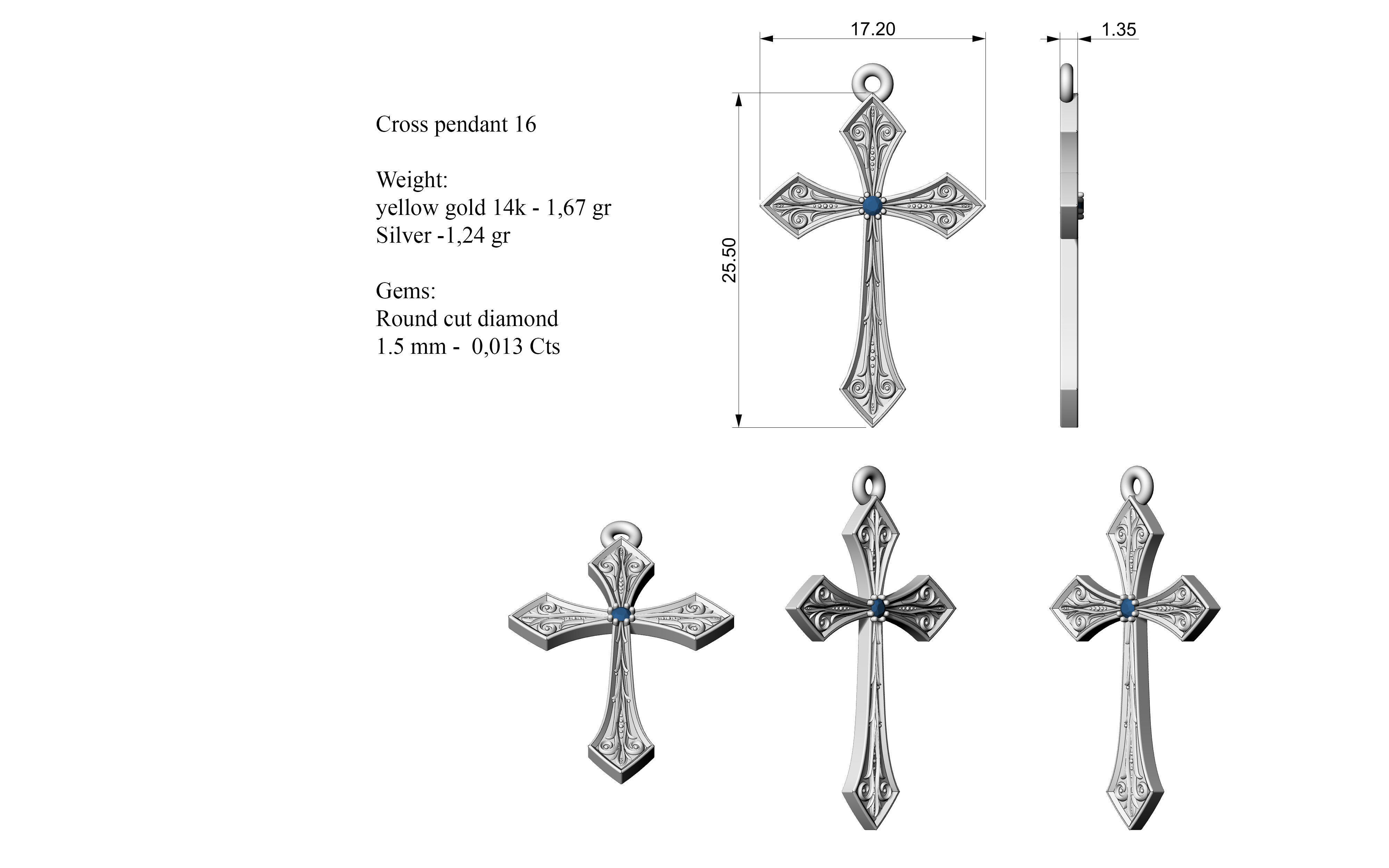Cross pendant 16 3D print model_6