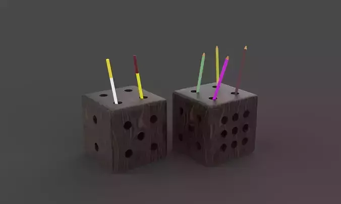 Dice Pencil Holder Low-poly 3D model