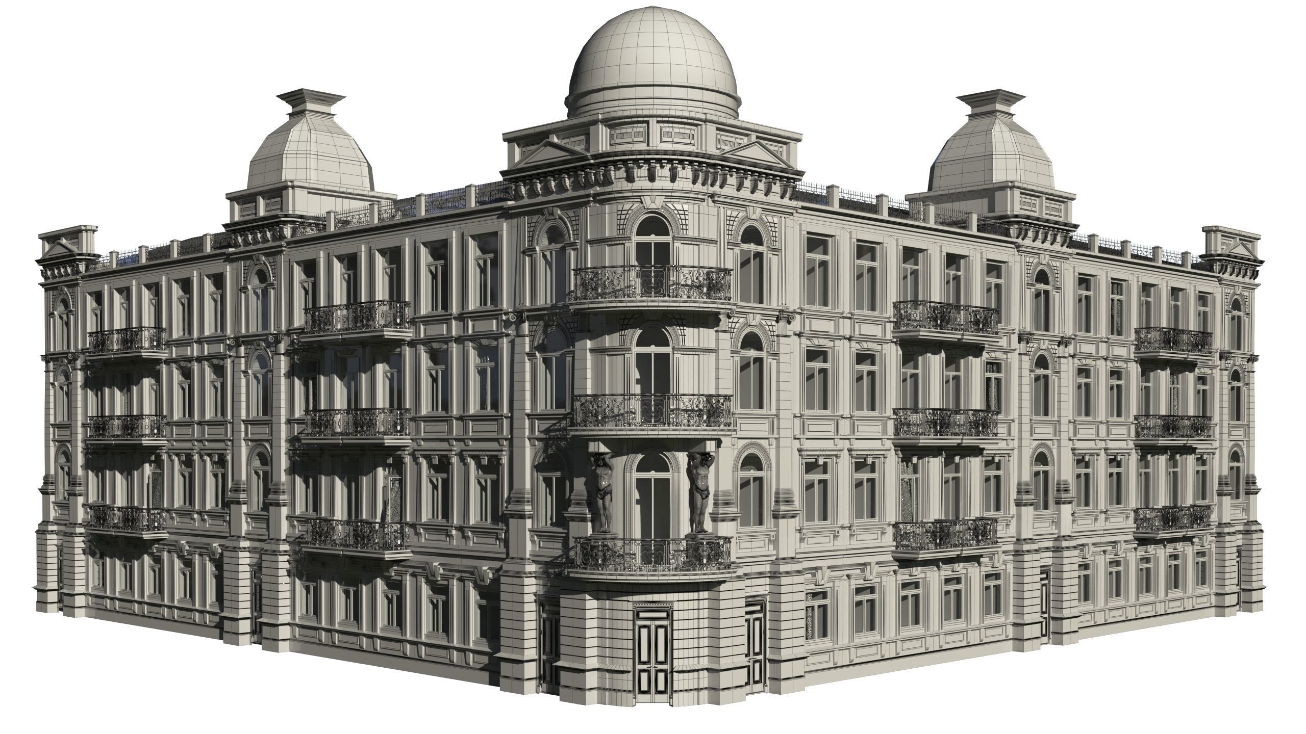Classic residential building for the European Street 3 3D model 3D model_11