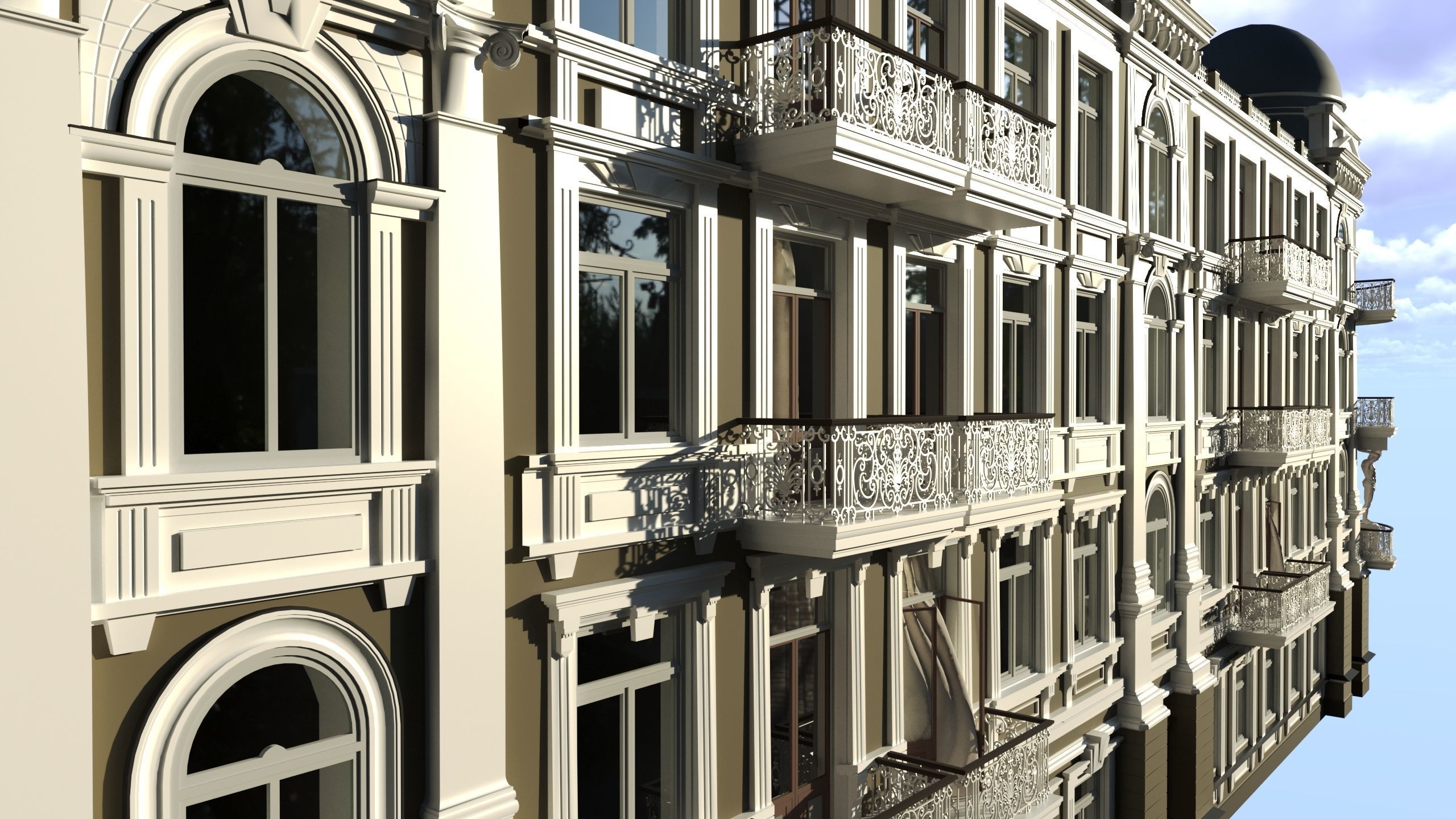 Classic residential building for the European Street 3 3D model 3D model_2