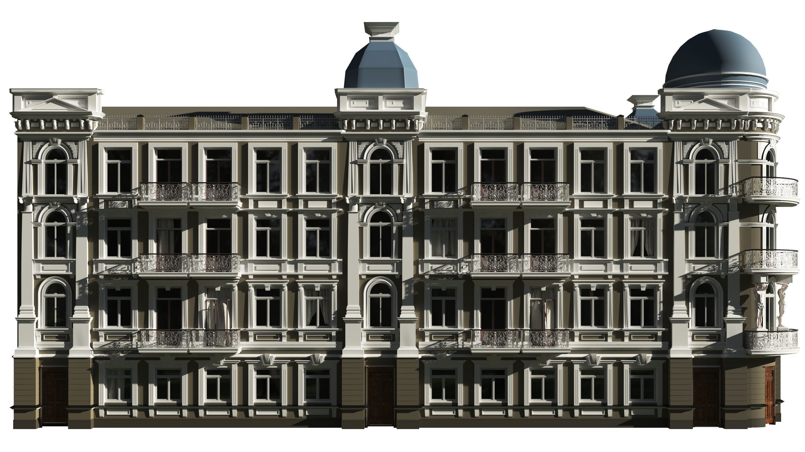 Classic residential building for the European Street 3 3D model 3D model_3