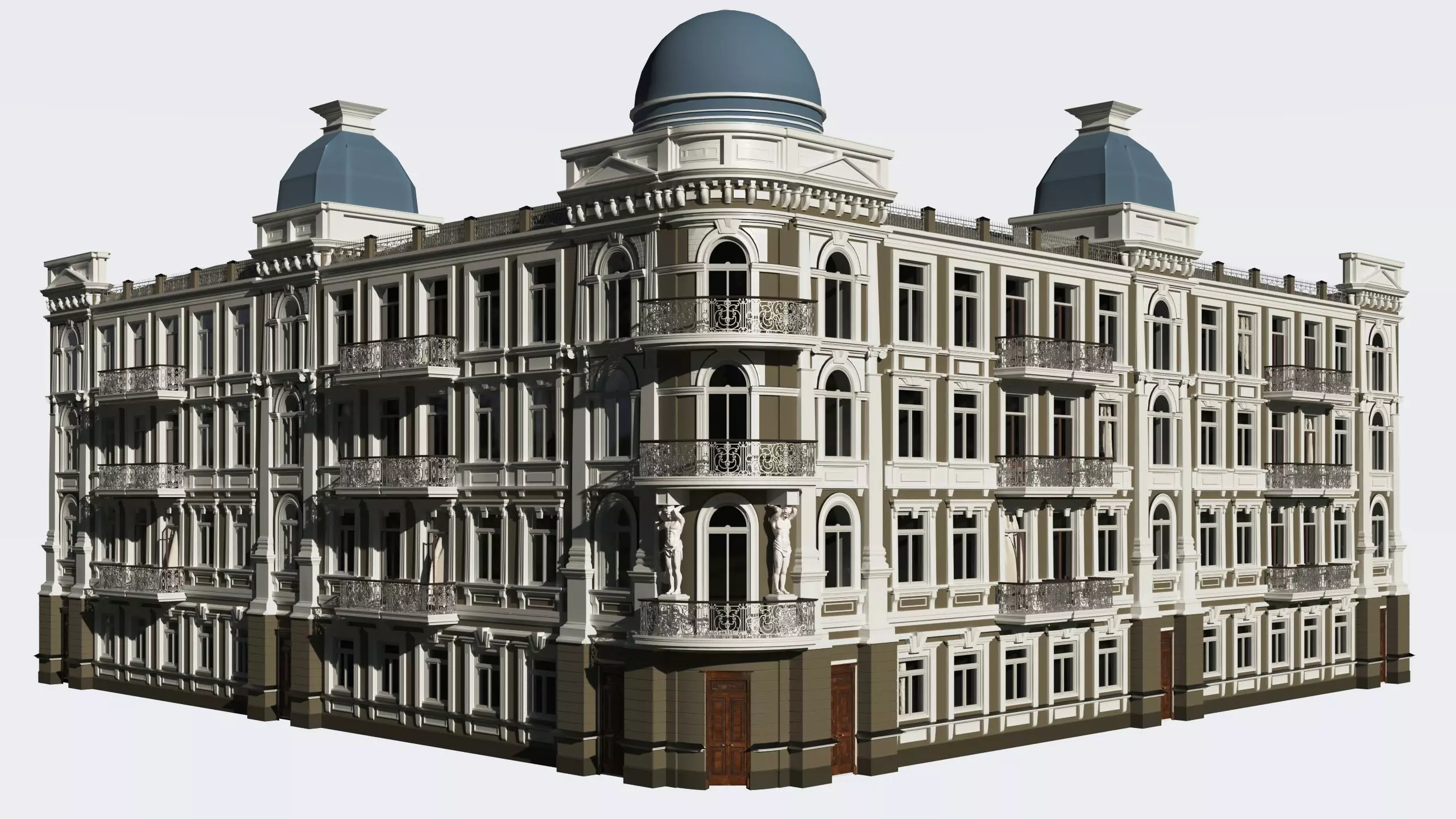 Classic residential building for the European Street 3 3D model 3D model_0