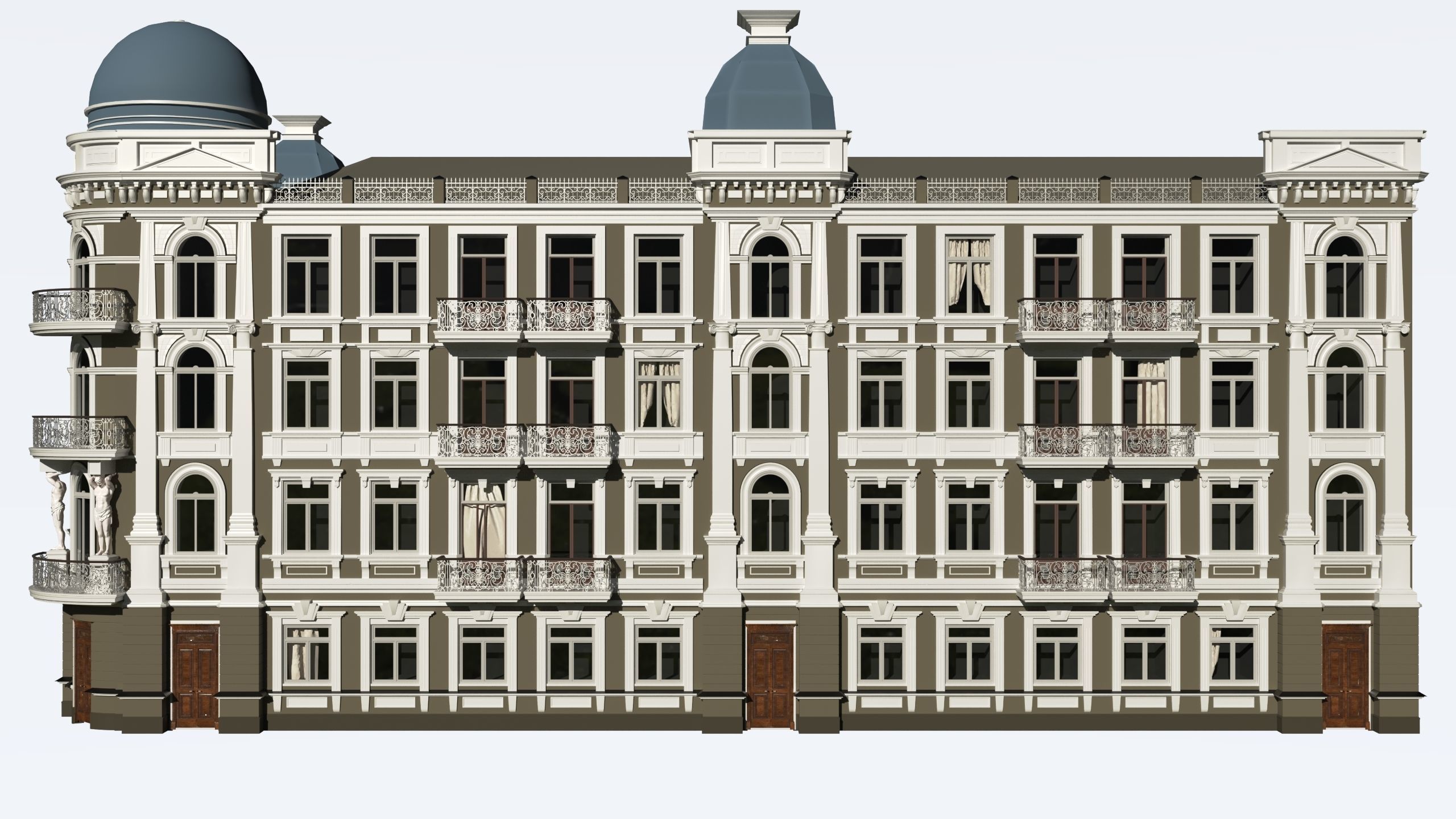 Classic residential building for the European Street 3 3D model 3D model_4