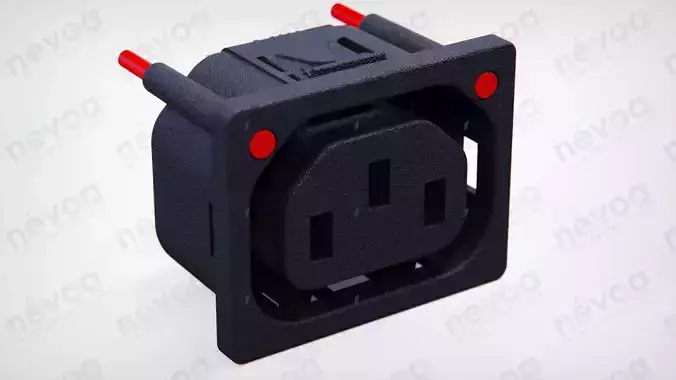 IEC Appliance Outlet F - 6600-5 - Light Pipes N and L side 3D model